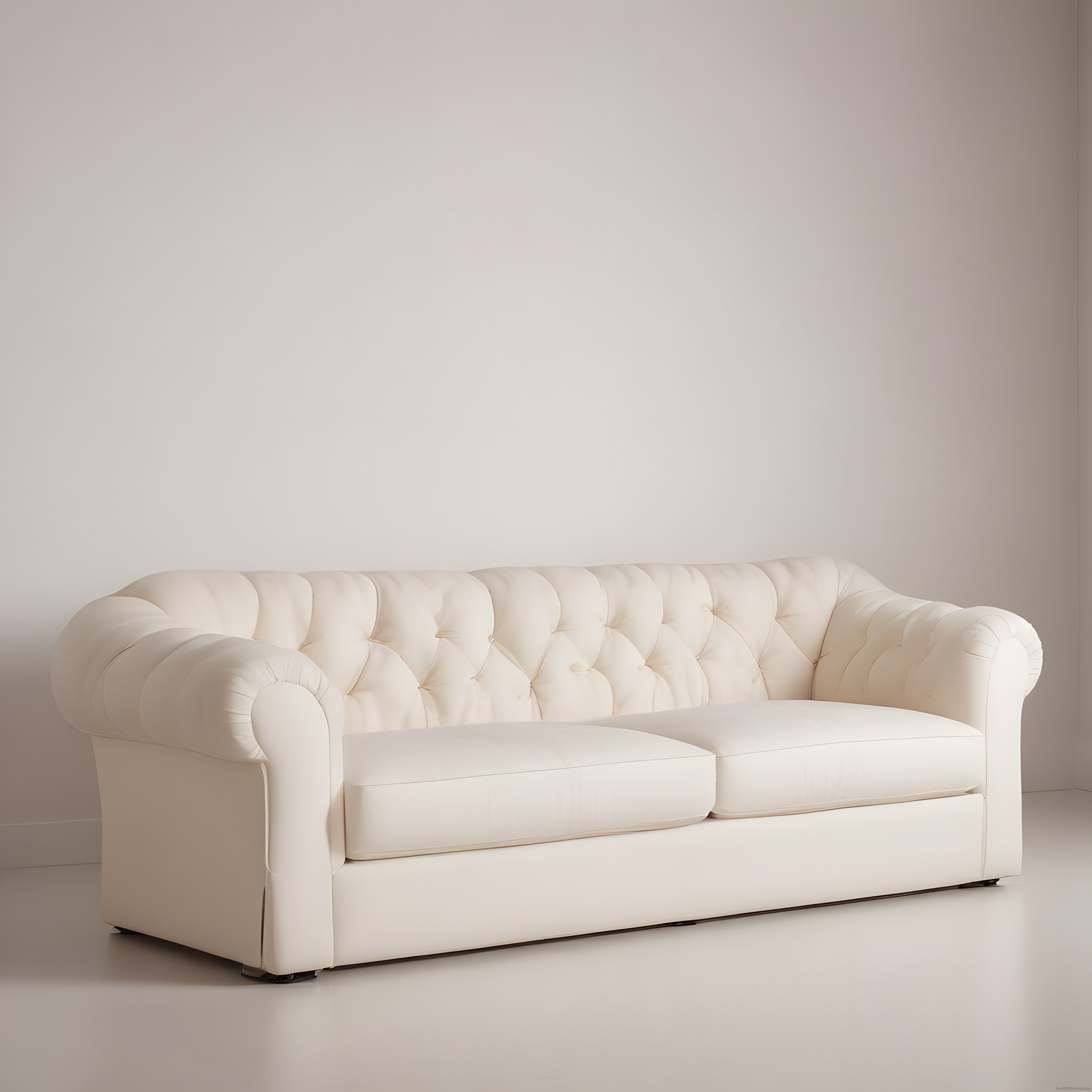 Elegan Krem Chesterfield Koltuk ile Sade ve Modern İç Mekan Dekorasyonu