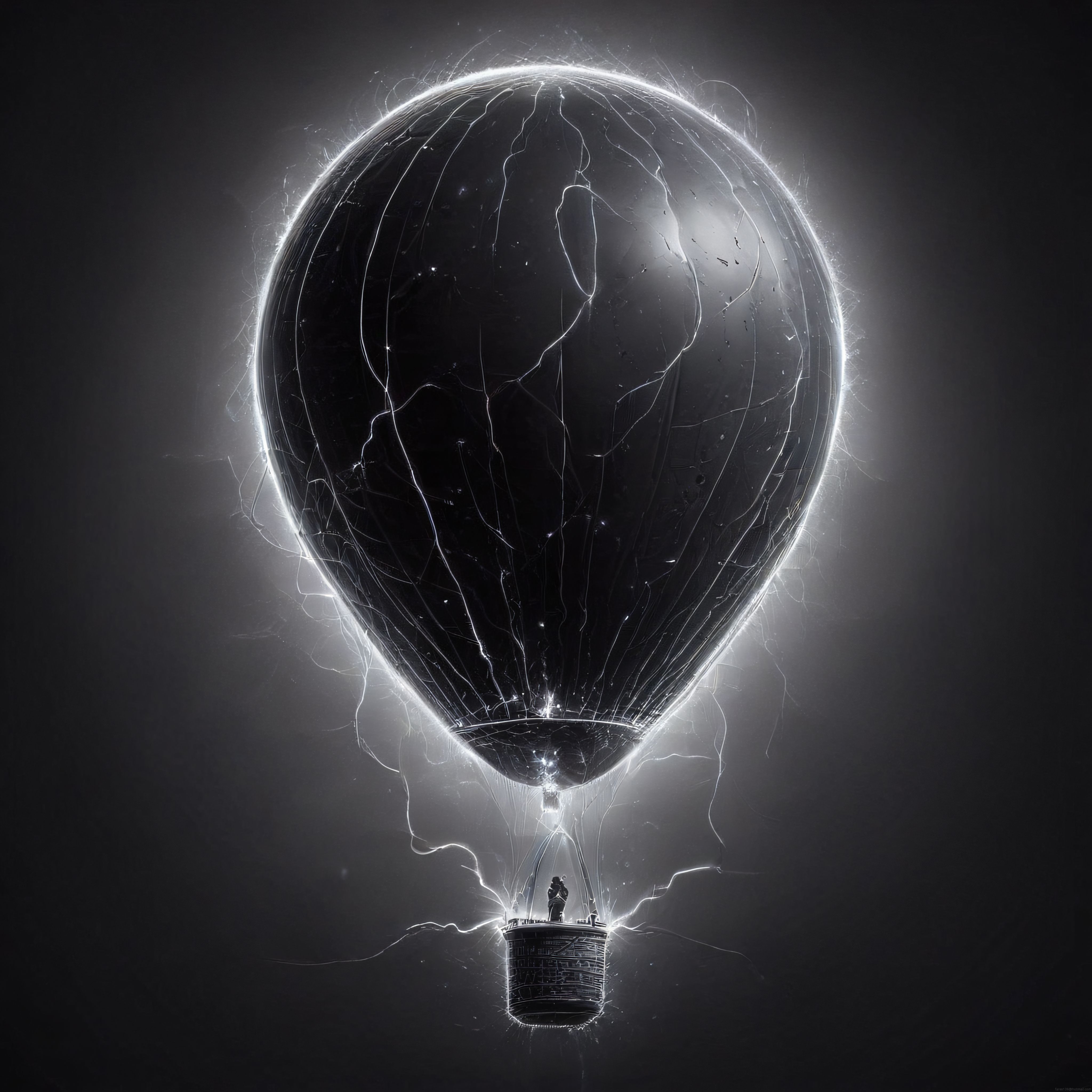 Elektrik Yayan Fantastik Sıcak Hava Balonu ve Gizemli Karanlık Atmosfer