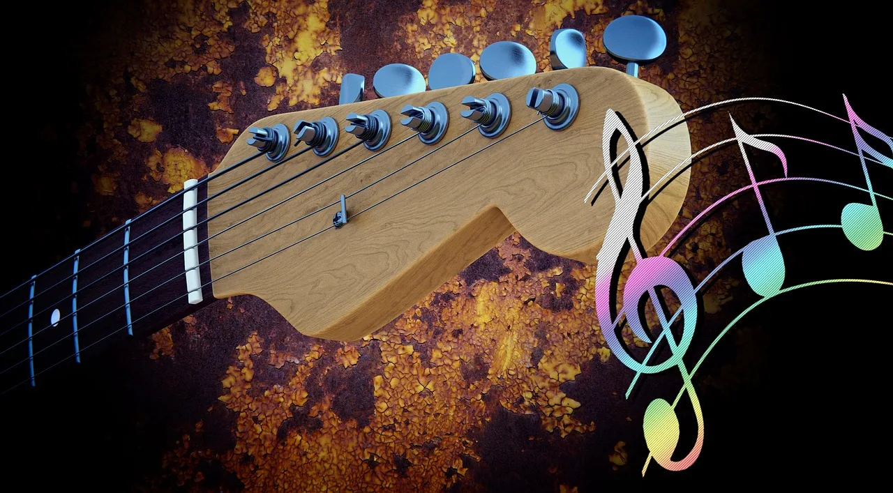 Elektrikli gitar detayları rock müzik sahnesi