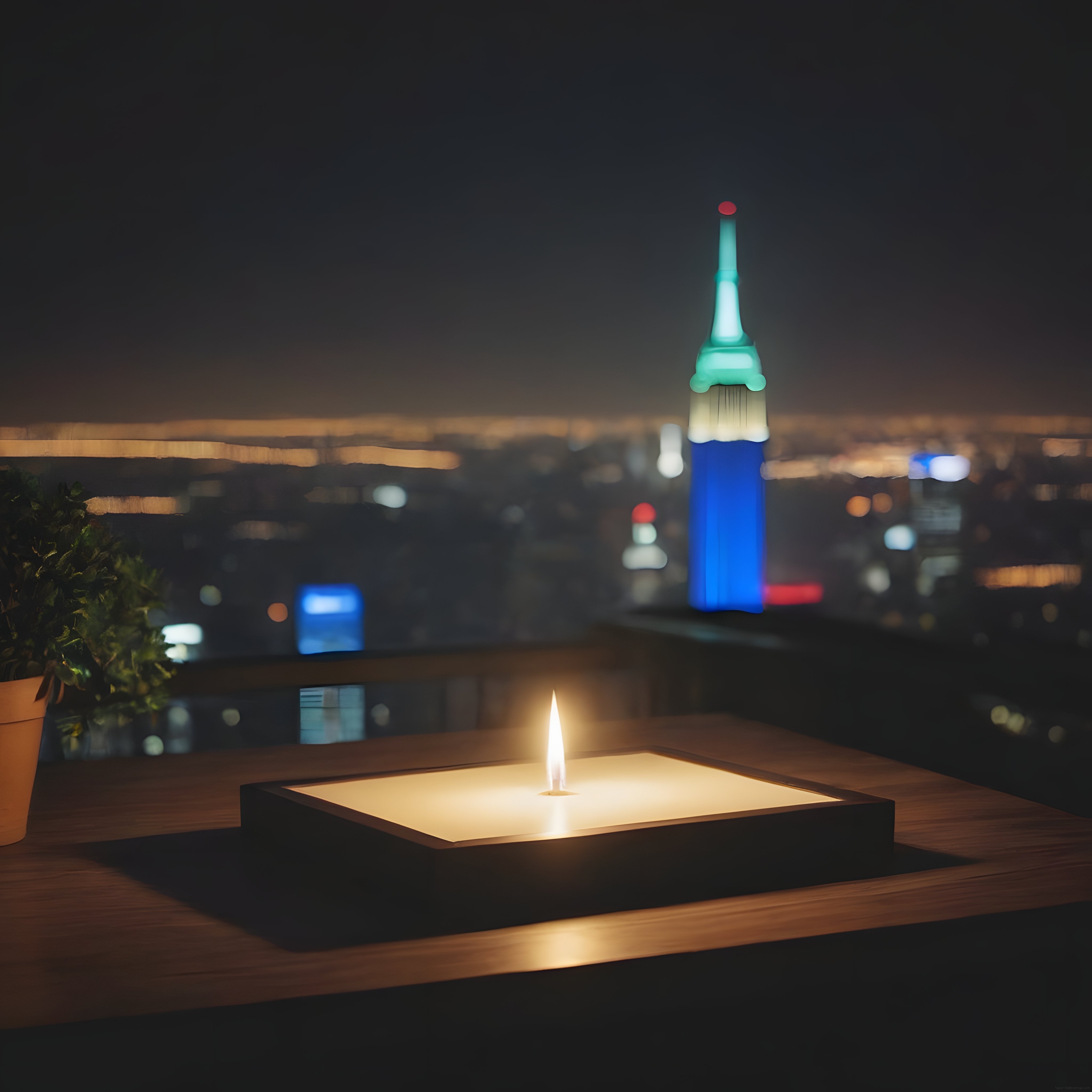 Empire State Building Manzaralı Lüks Rooftop Terasında Romantik Mum Akşamı