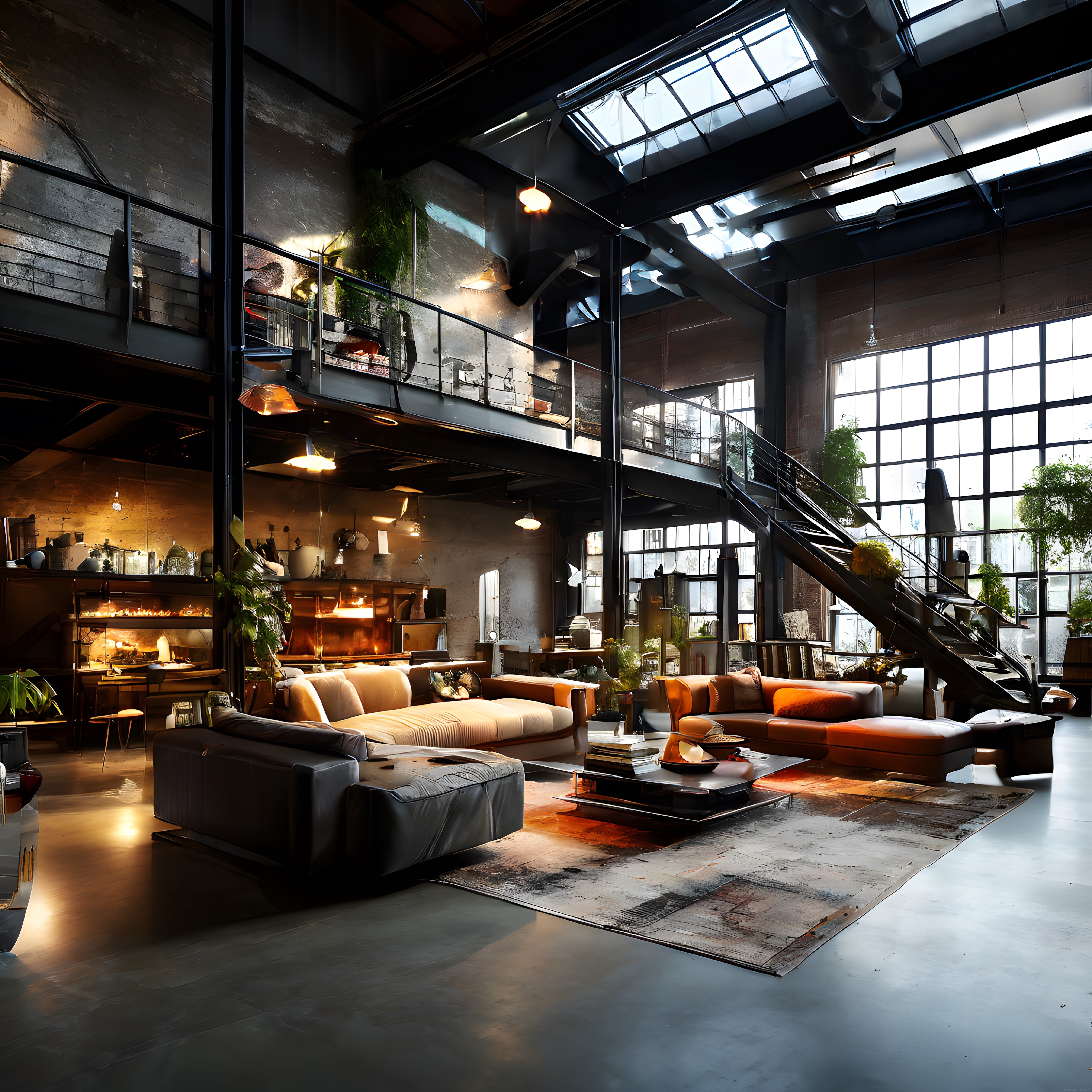 Endüstriyel Çatı Katı Loft: Yüksek Tavanlı ve Modern Yaşam Alanı Tasarımı