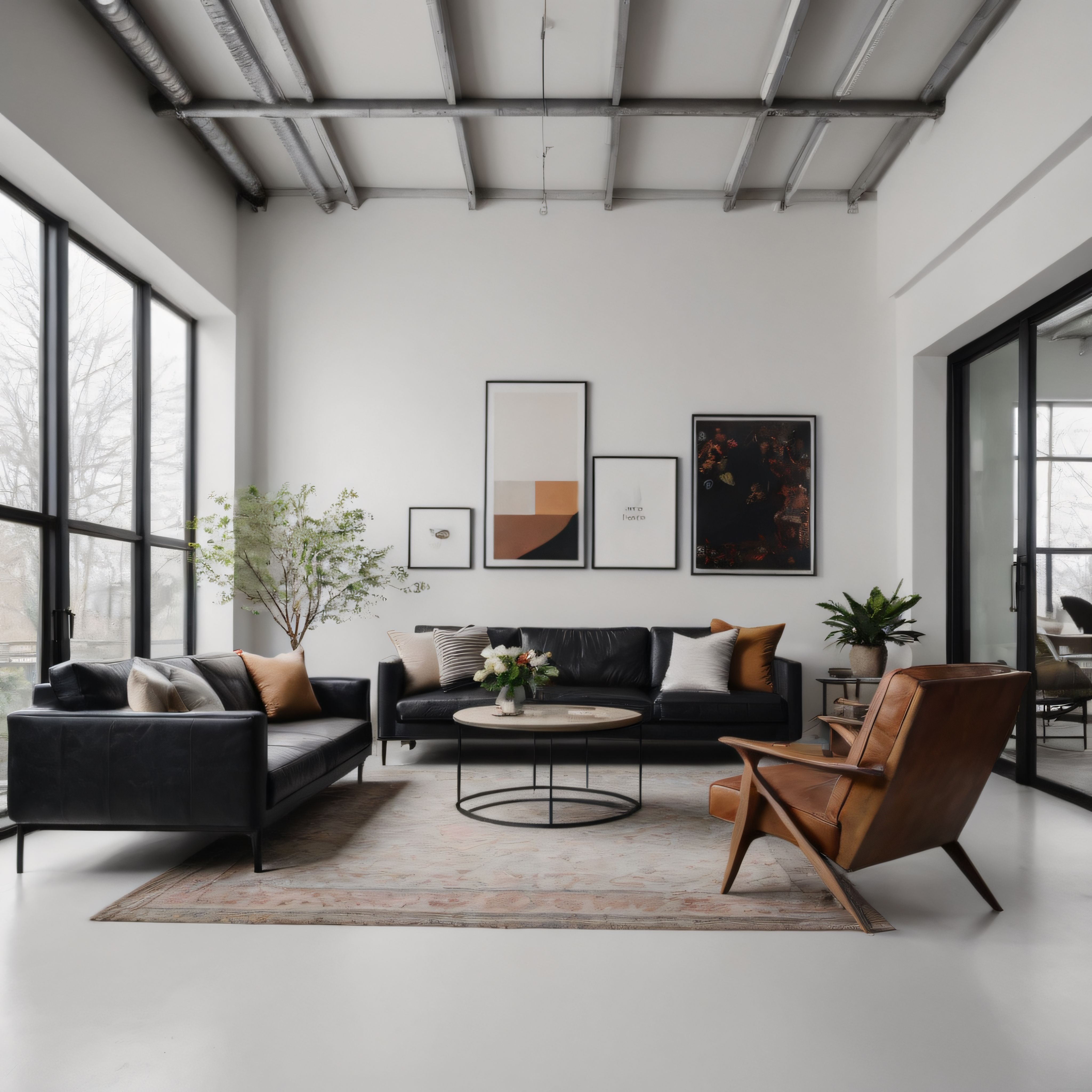 Endüstriyel Loft Stilde Modern ve Şık Bir Oturma Odası Dekorasyonu