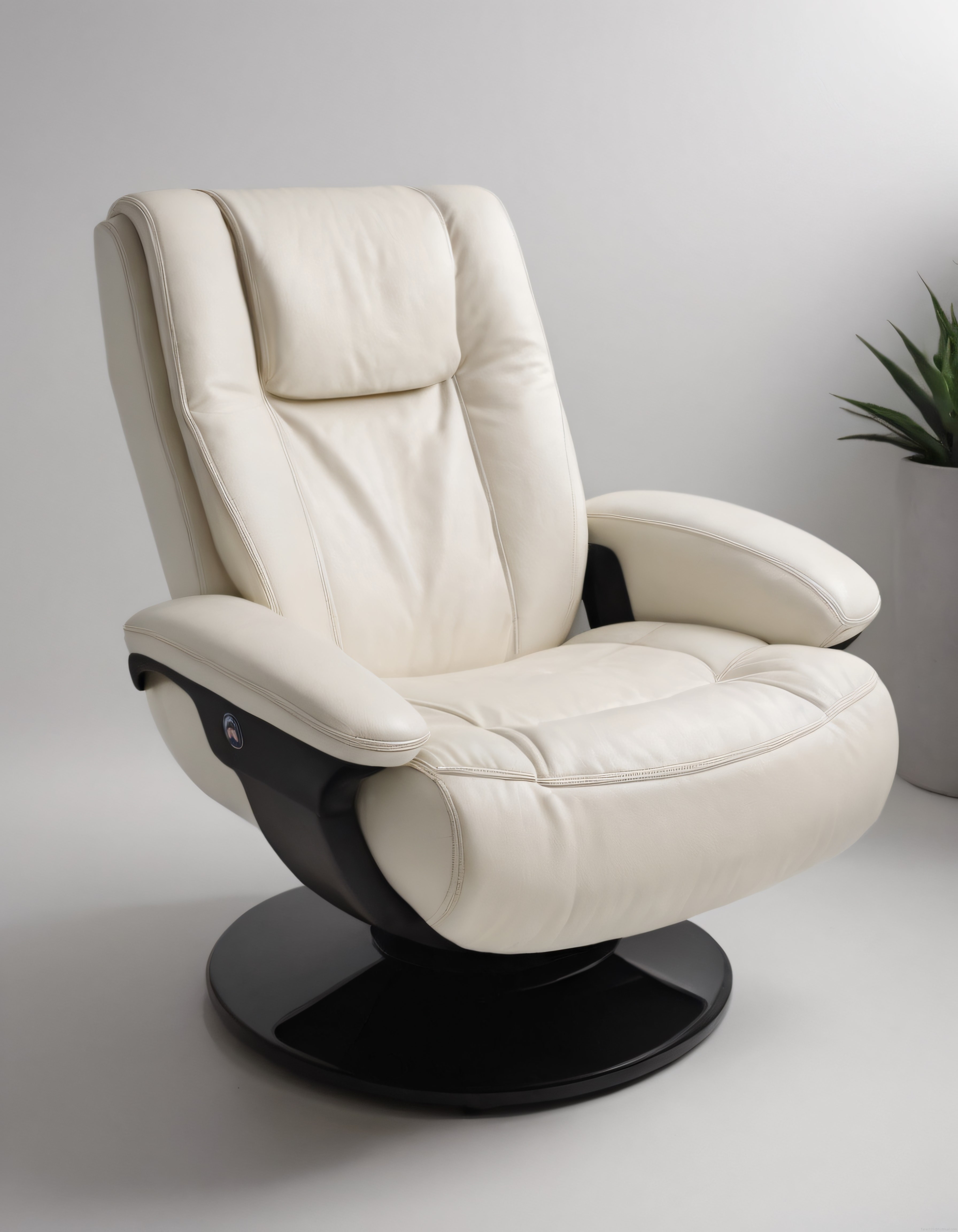Ergonomik Beyaz Deri Masaj Koltuğu ile Rahat ve Şık Oturma Odası Dekorasyonu