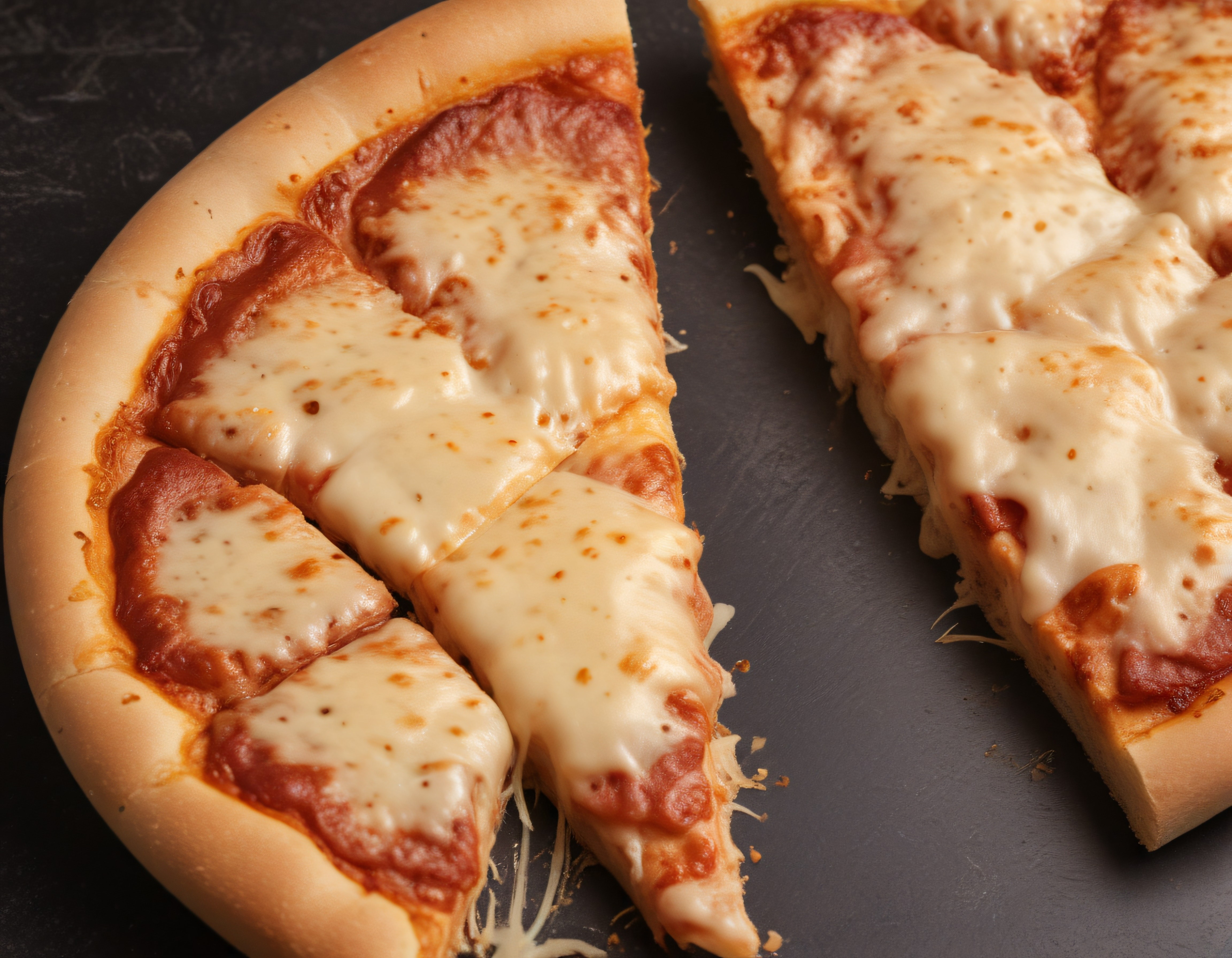 erimeyen mozzarella peynirli taze fırın pizza dilimleri makro çekim