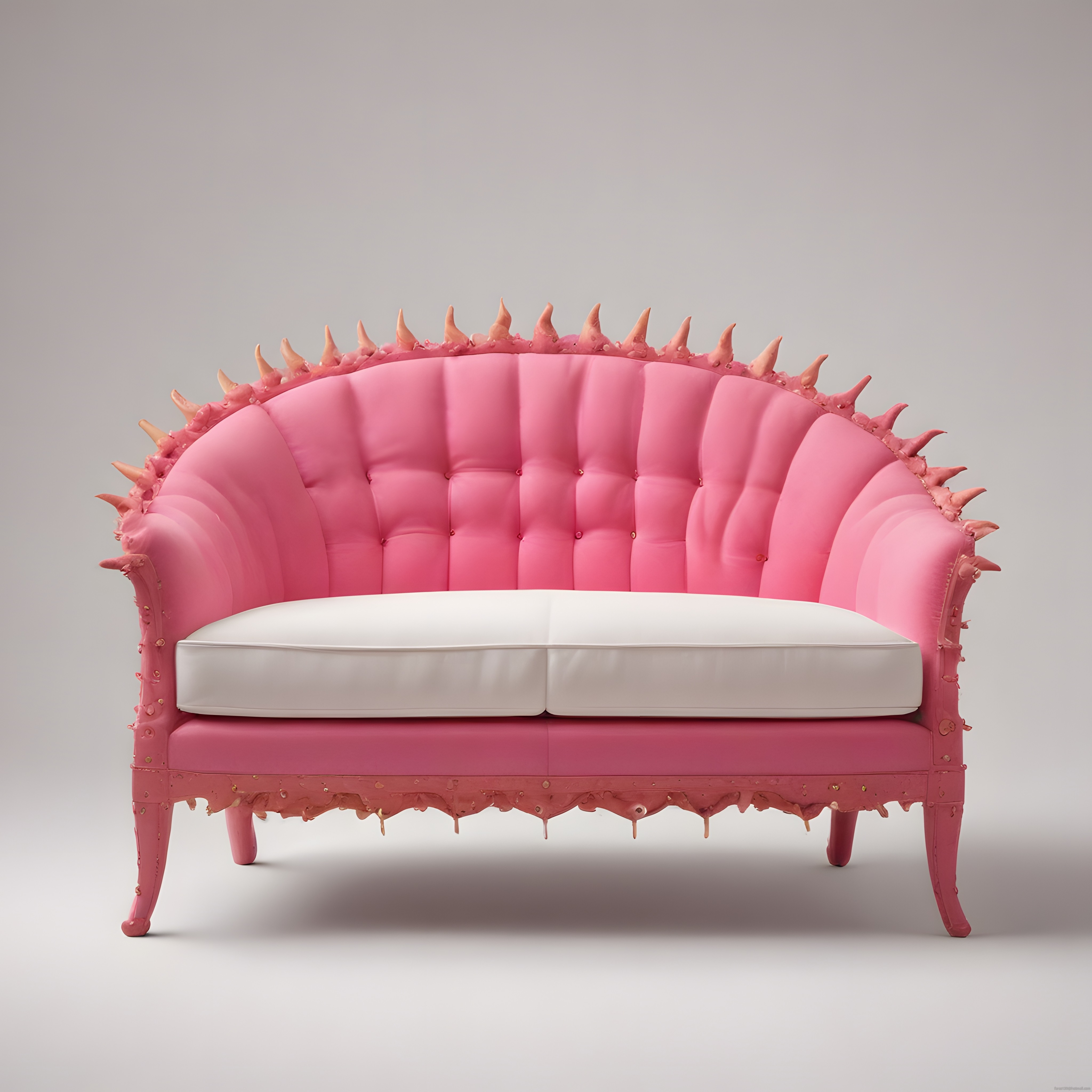 Erimiş Şeker Görünümlü Kaktüs Dikenli Pembe Chesterfield Koltuk Tasarımı