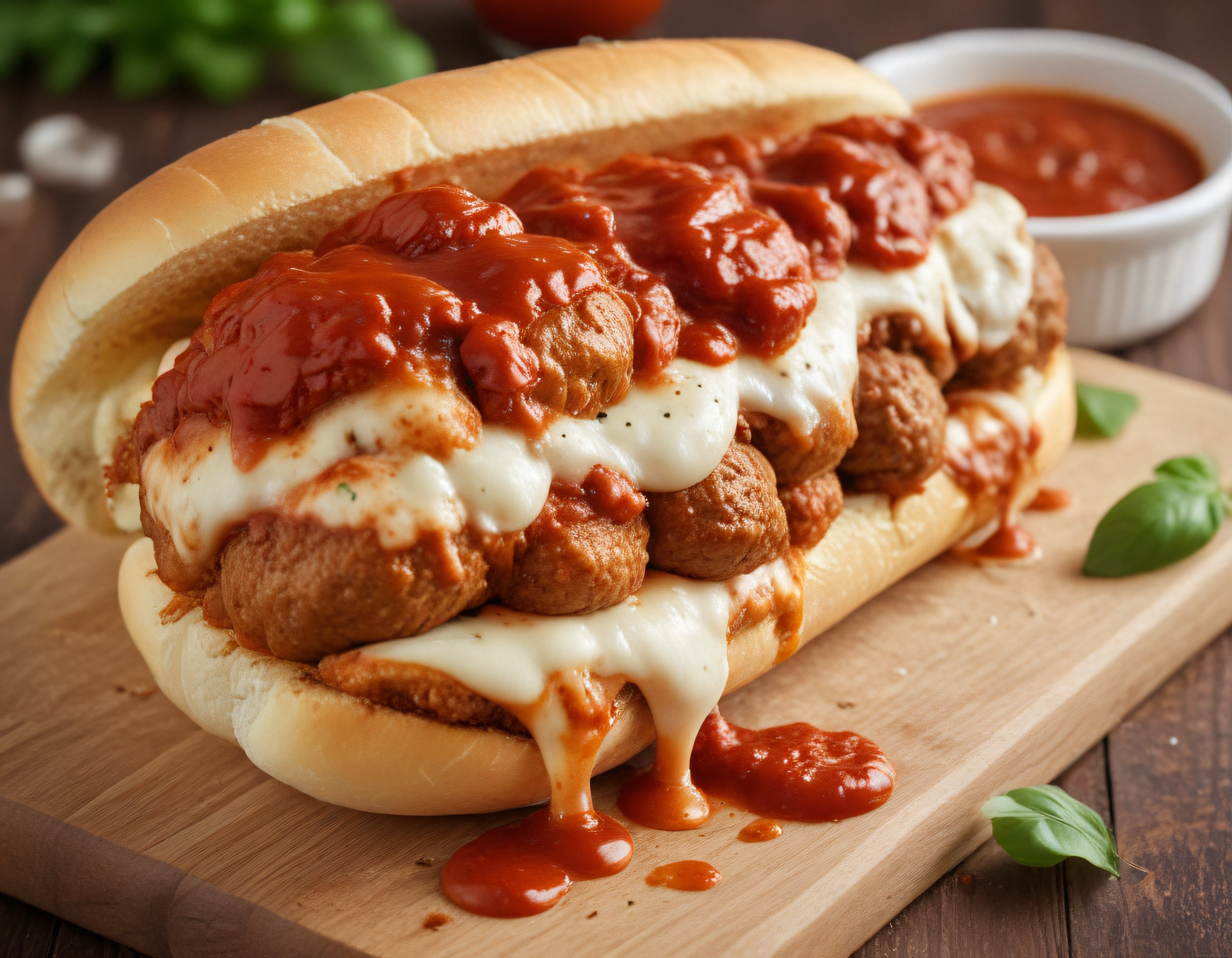 Eritilmiş Mozzarella ve Domates Soslu İtalyan Usulü Köfte Sandviç