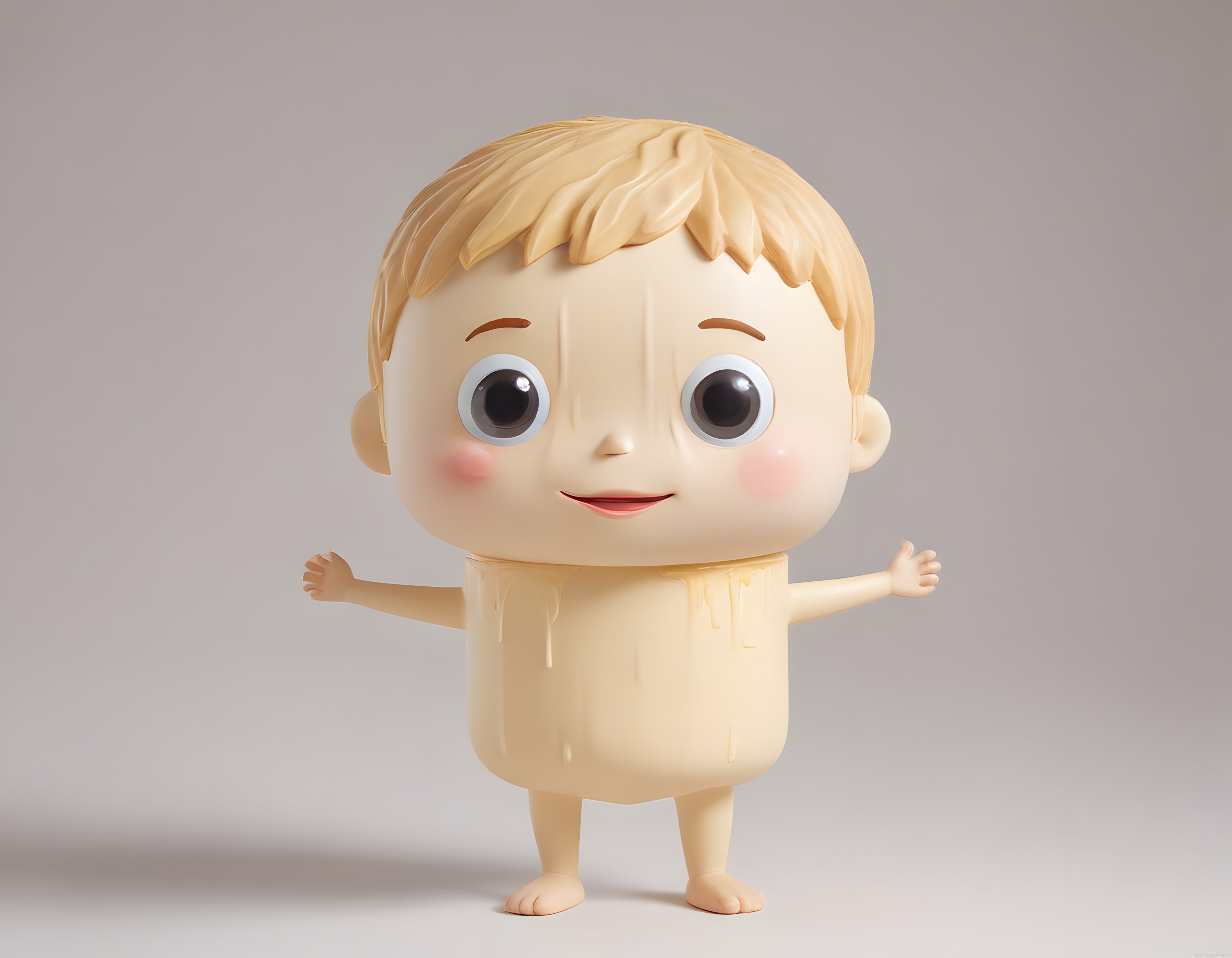 Eriyen Kremalı Sevimli Büyük Kafalı Anime Karakter 3D Dijital Sanat Tasarımı