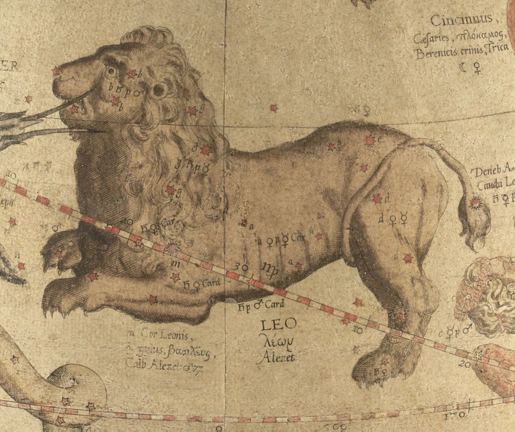Eski Gök Atlasından Aslan Takımyıldızı Leo ve Antik Astronomi Haritası