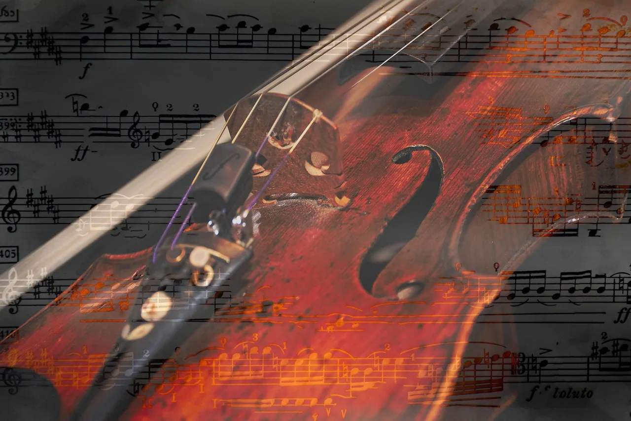 Eski keman portresi klasik müzik konsepti