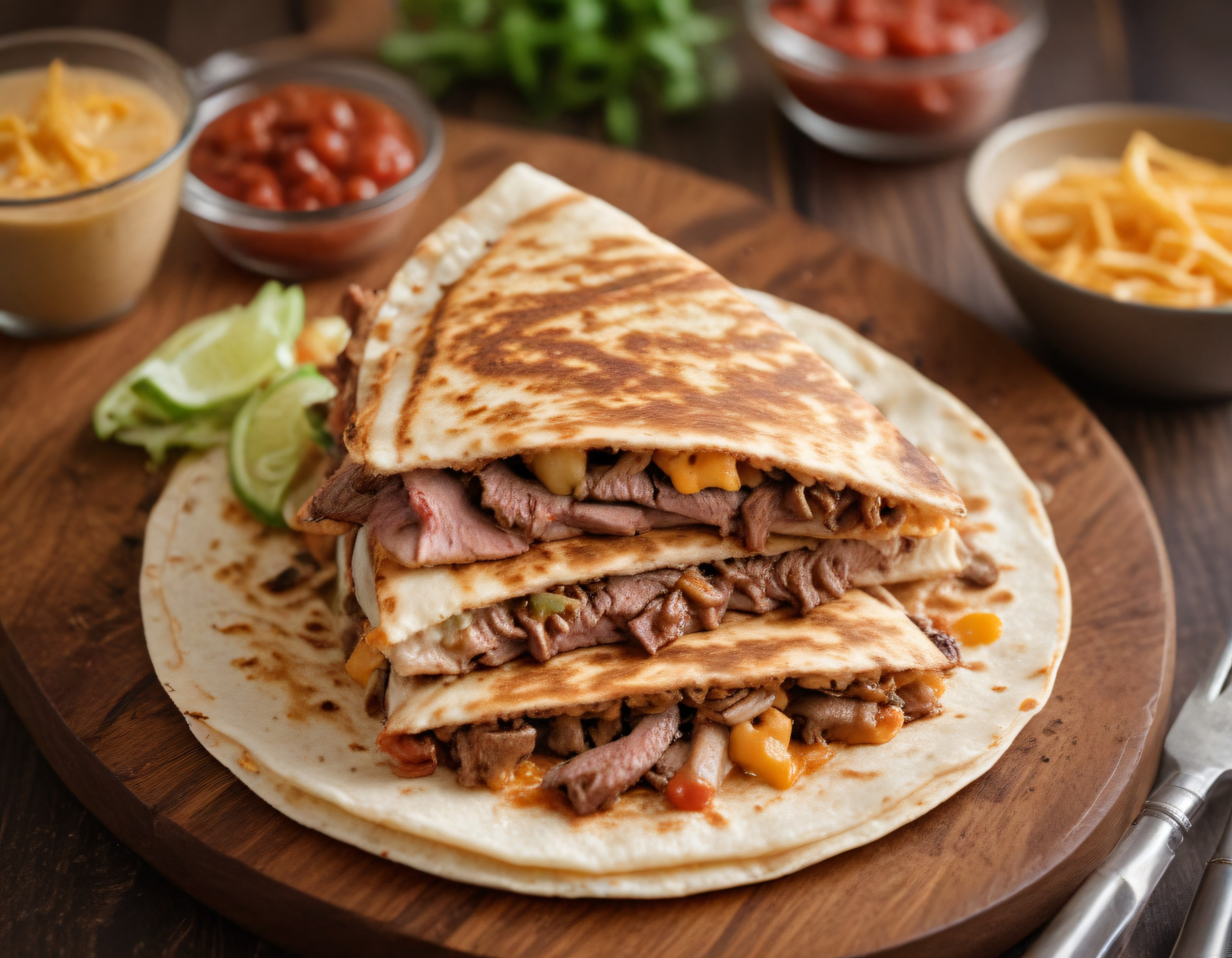 Etli Peynirli Quesadilla Sunumu: Meksika Mutfağından Pratik ve Lezzetli Tarif
