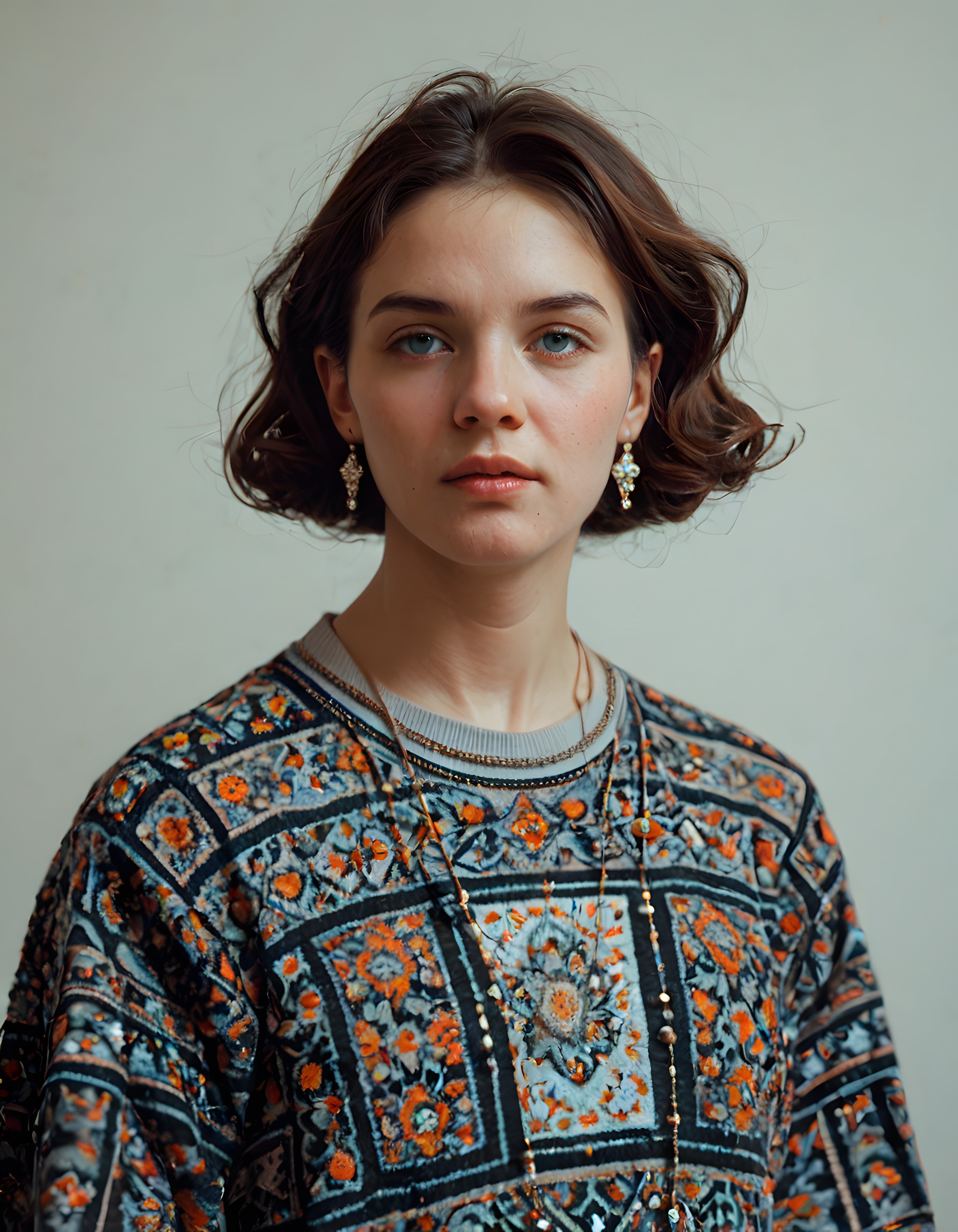 Etnik Desenli Vintage Kazak ve Takılarla Stil Sahibi Moda Portre