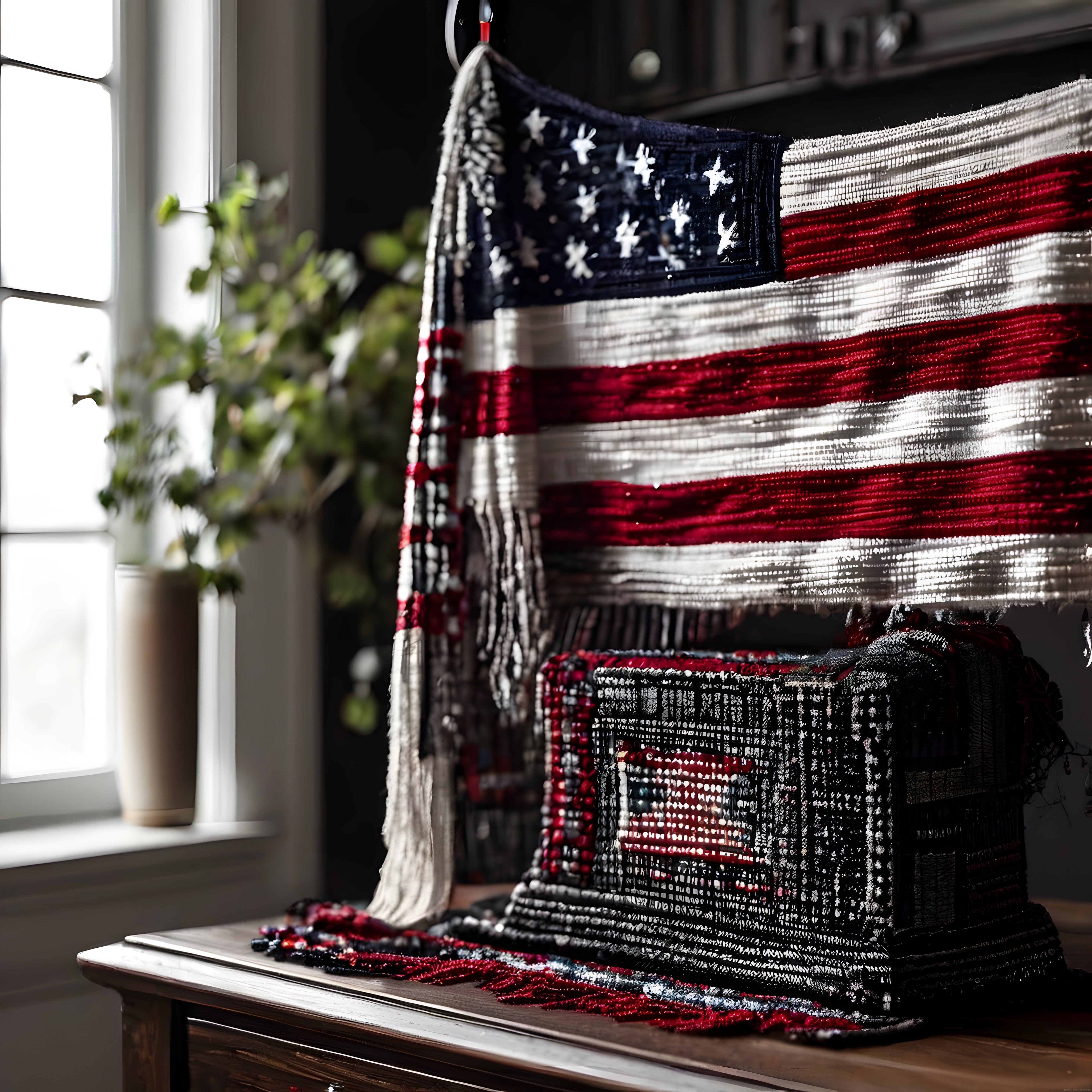 Ev Dekorunda El Dokuması Amerikan Bayrağı Temalı Duvar Süsü ve Dokuma Sanatı