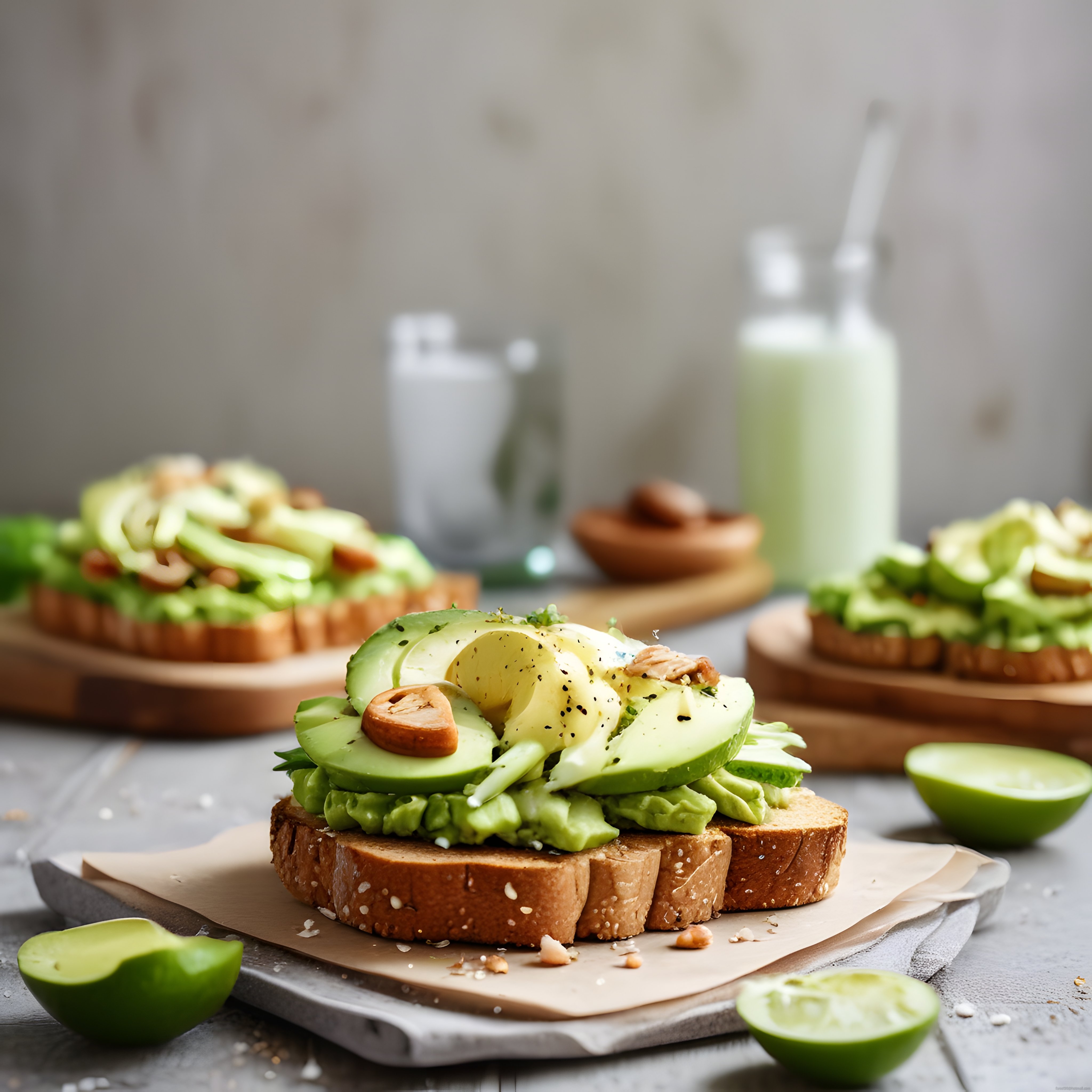 Ev Stilinde Taze Avokadolu Tost ve Limonlu Sağlıklı Kahvaltı Sunumu