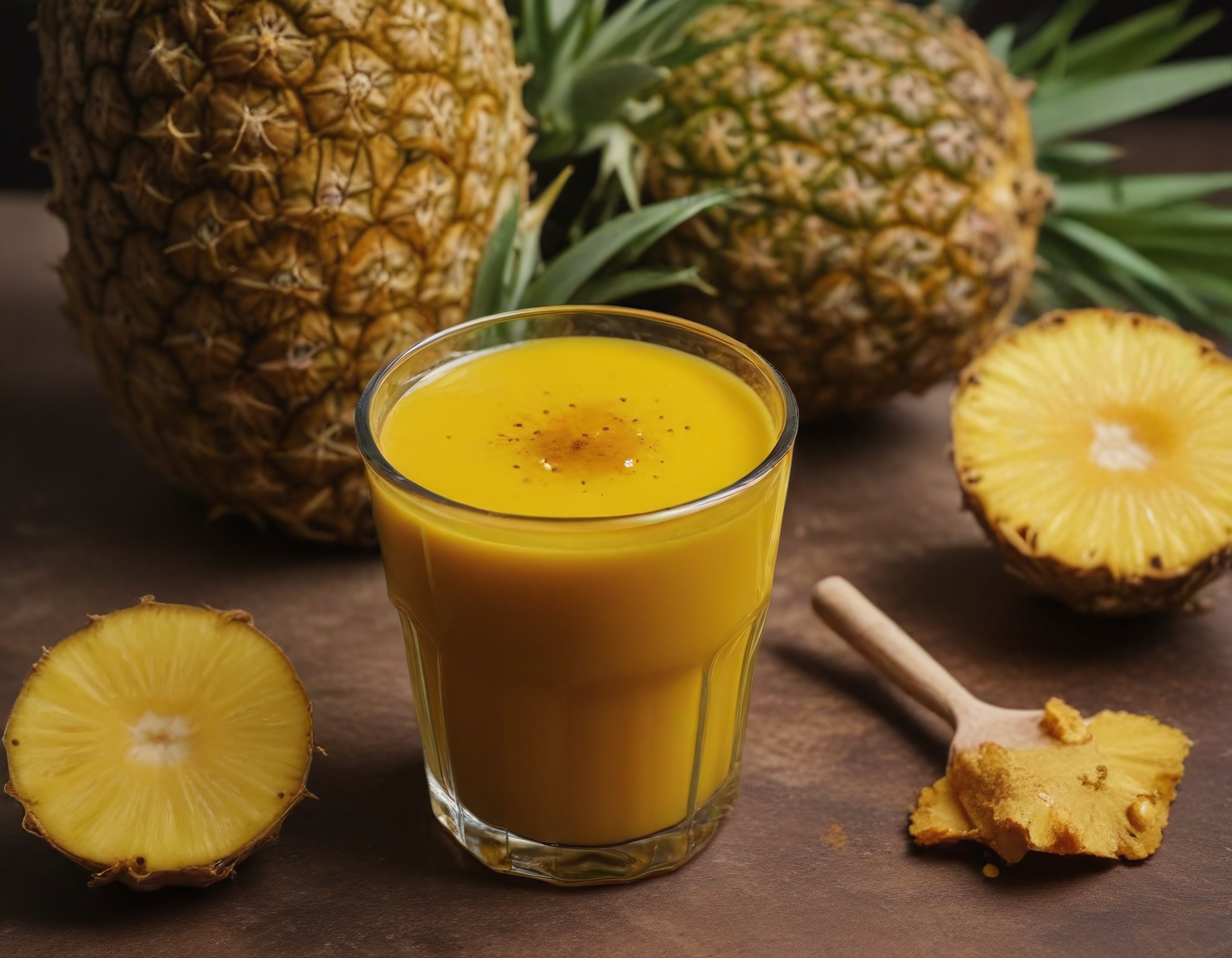 Ev Yapımı Ananas Suyu ve Taze Dilimlerle Sağlıklı Tropikal İçecek
