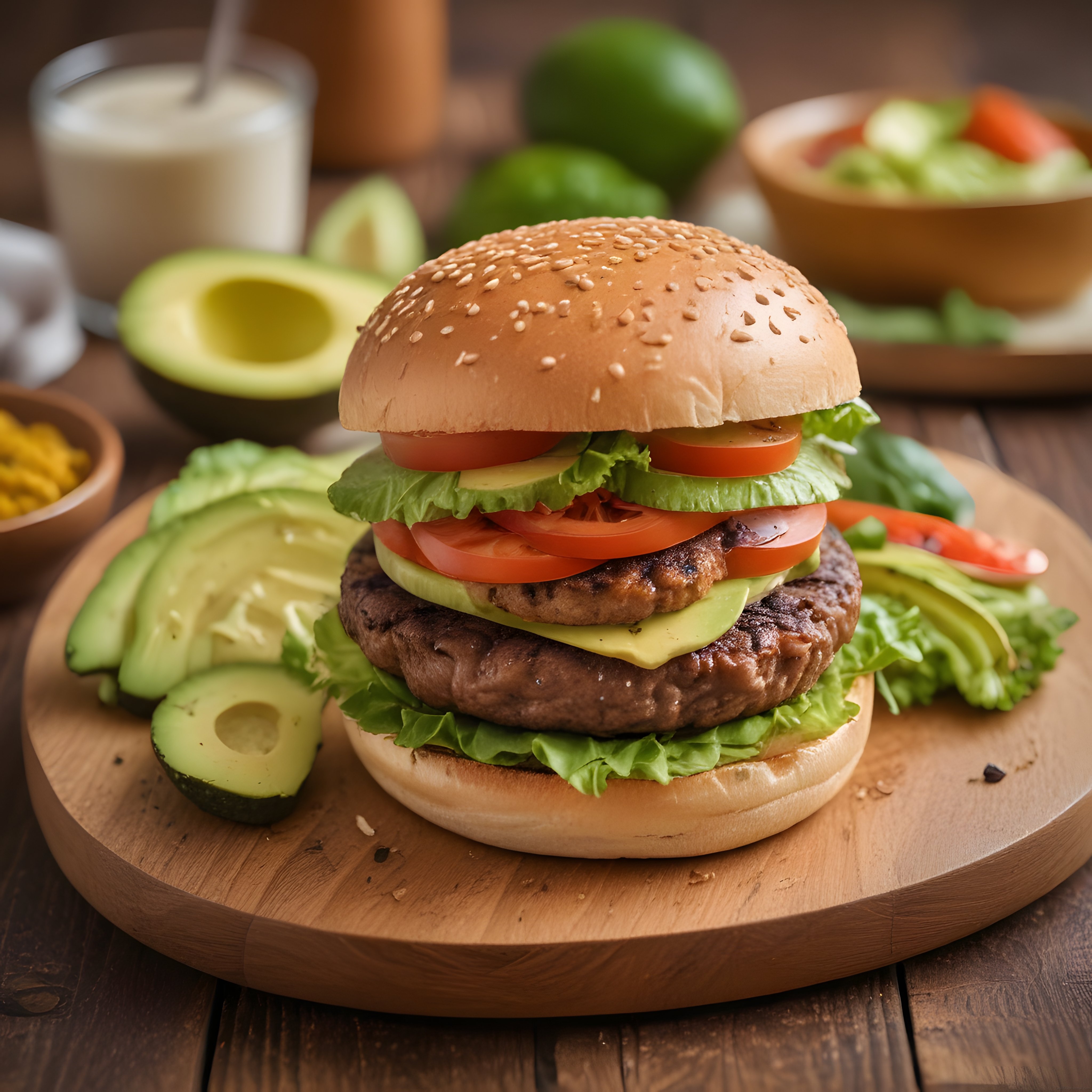 Ev Yapımı Avokadolu Hamburger: Bol Malzemeli Dana Köfteli Burger Tarifi