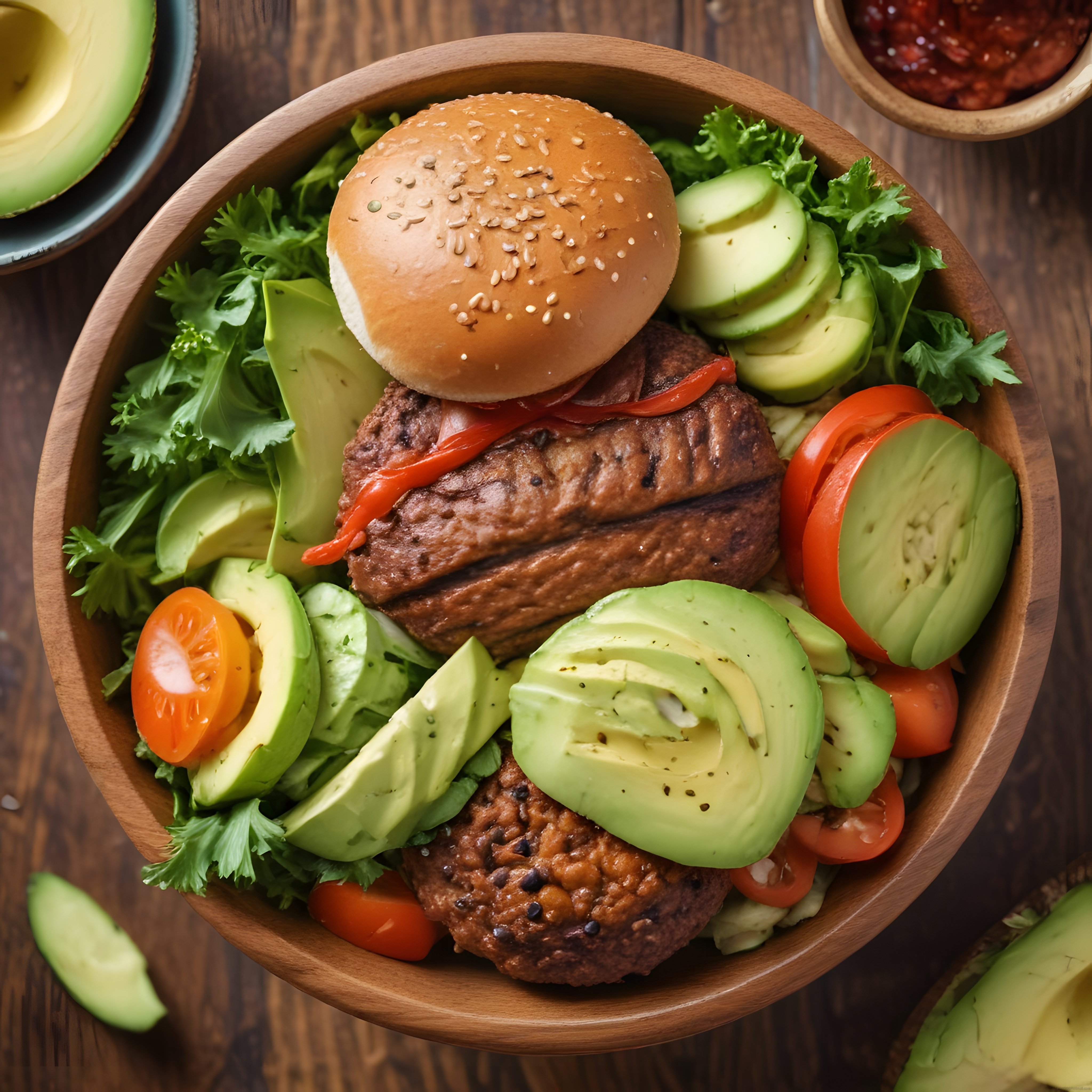 Ev Yapımı Avokadolu Izgara Burger Kase ile Sağlıklı ve Besleyici Öğün