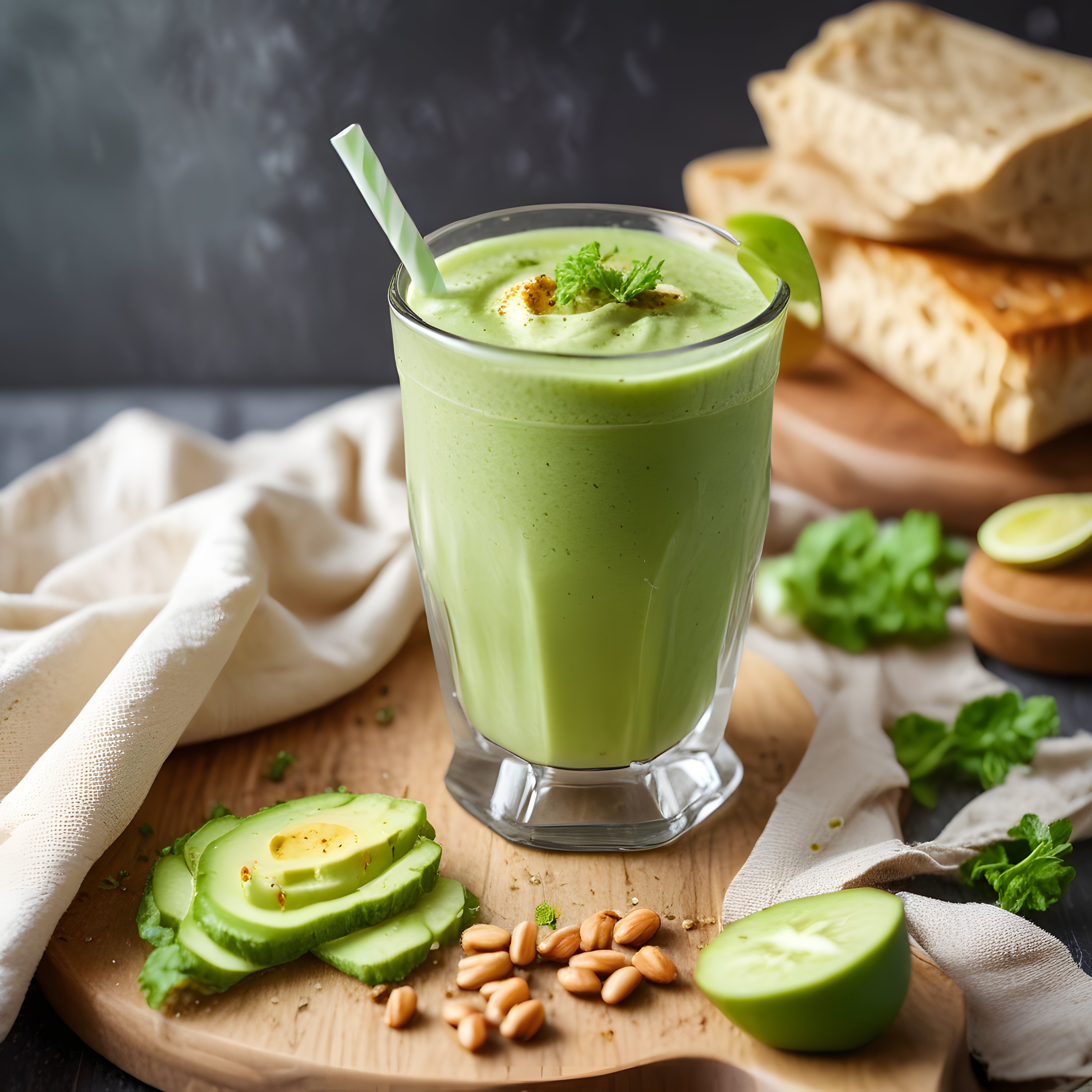 Ev yapımı avokadolu salatalıklı detoks smoothie tarifi ve sunumu