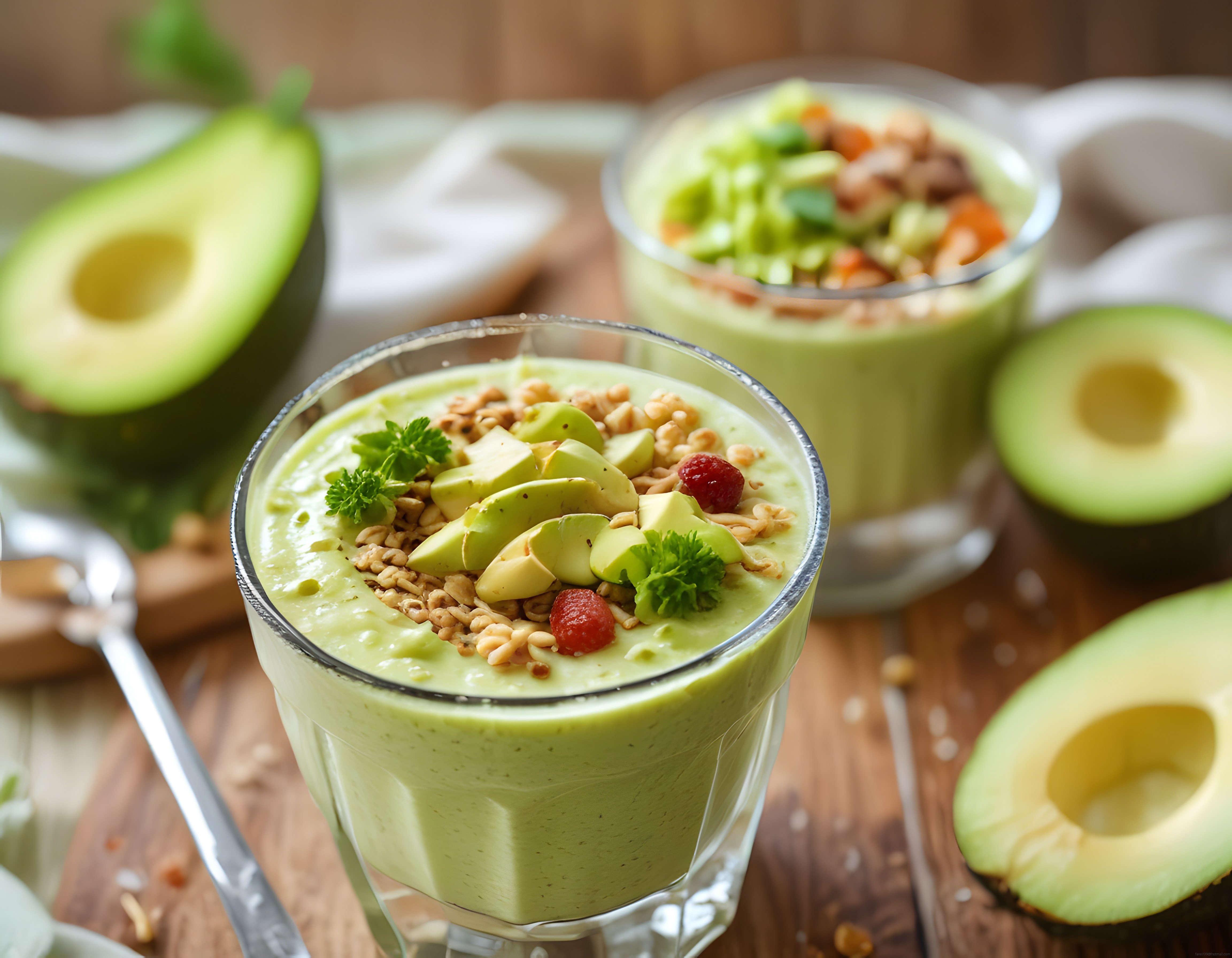 Ev Yapımı Avokadolu Smoothie Bowl: Granola ve Taze Meyve Süslemeli