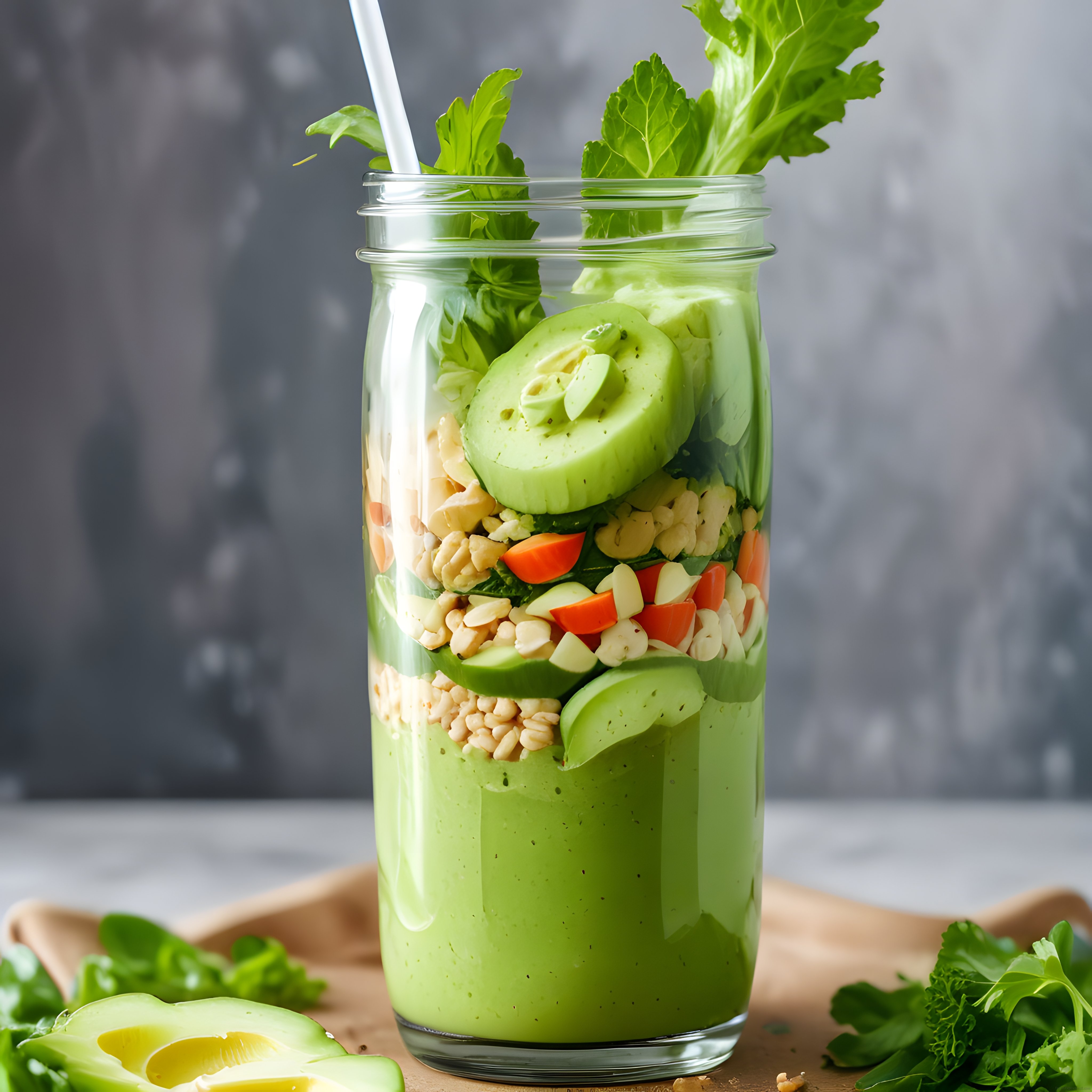 Ev Yapımı Avokadolu Yeşil Detoks Smoothie: Sağlıklı Katmanlı Kavanoz Tarifi