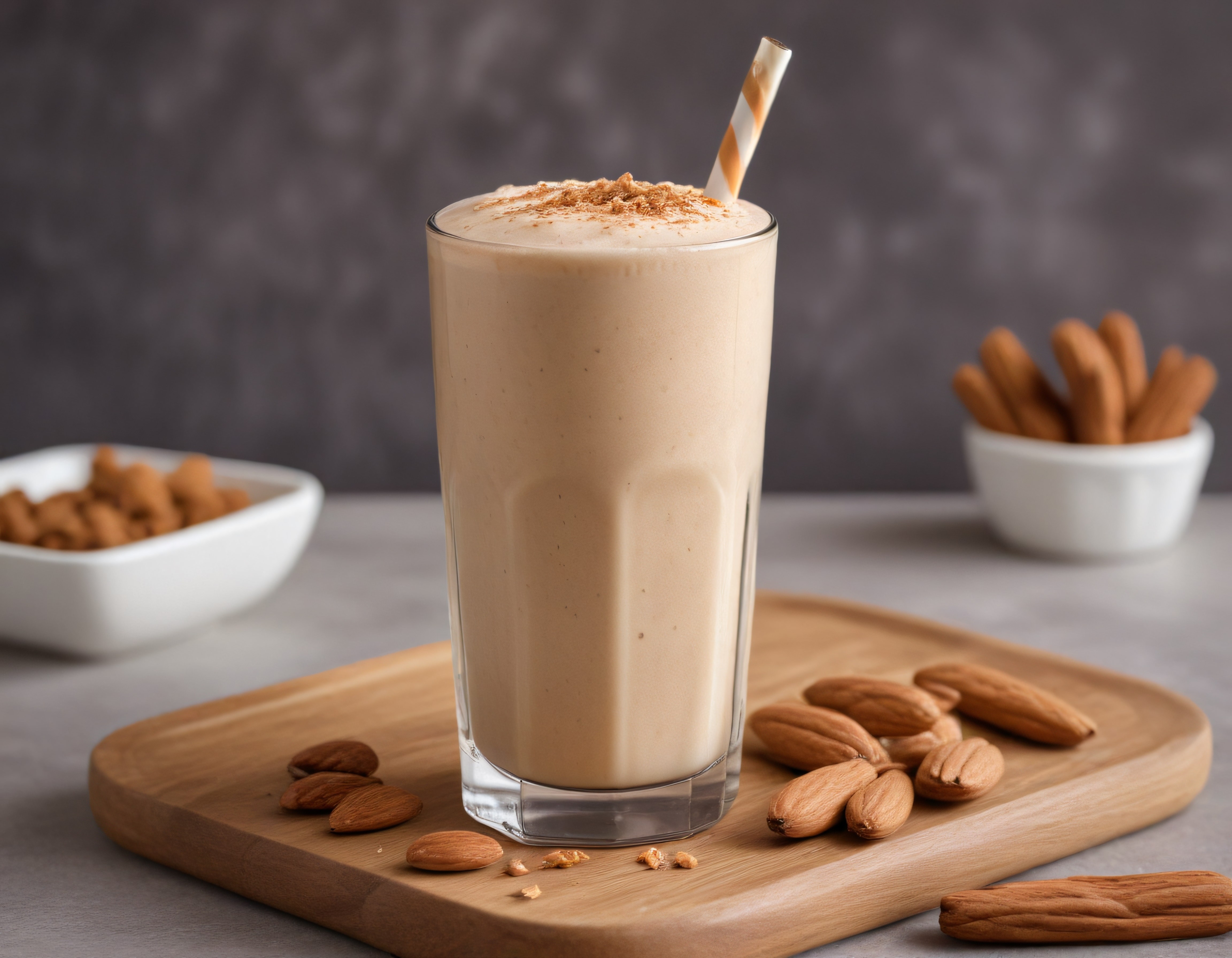 Ev Yapımı Badem Sütü Smoothie: Kremalı Dokusu ve Besleyici Sunumu