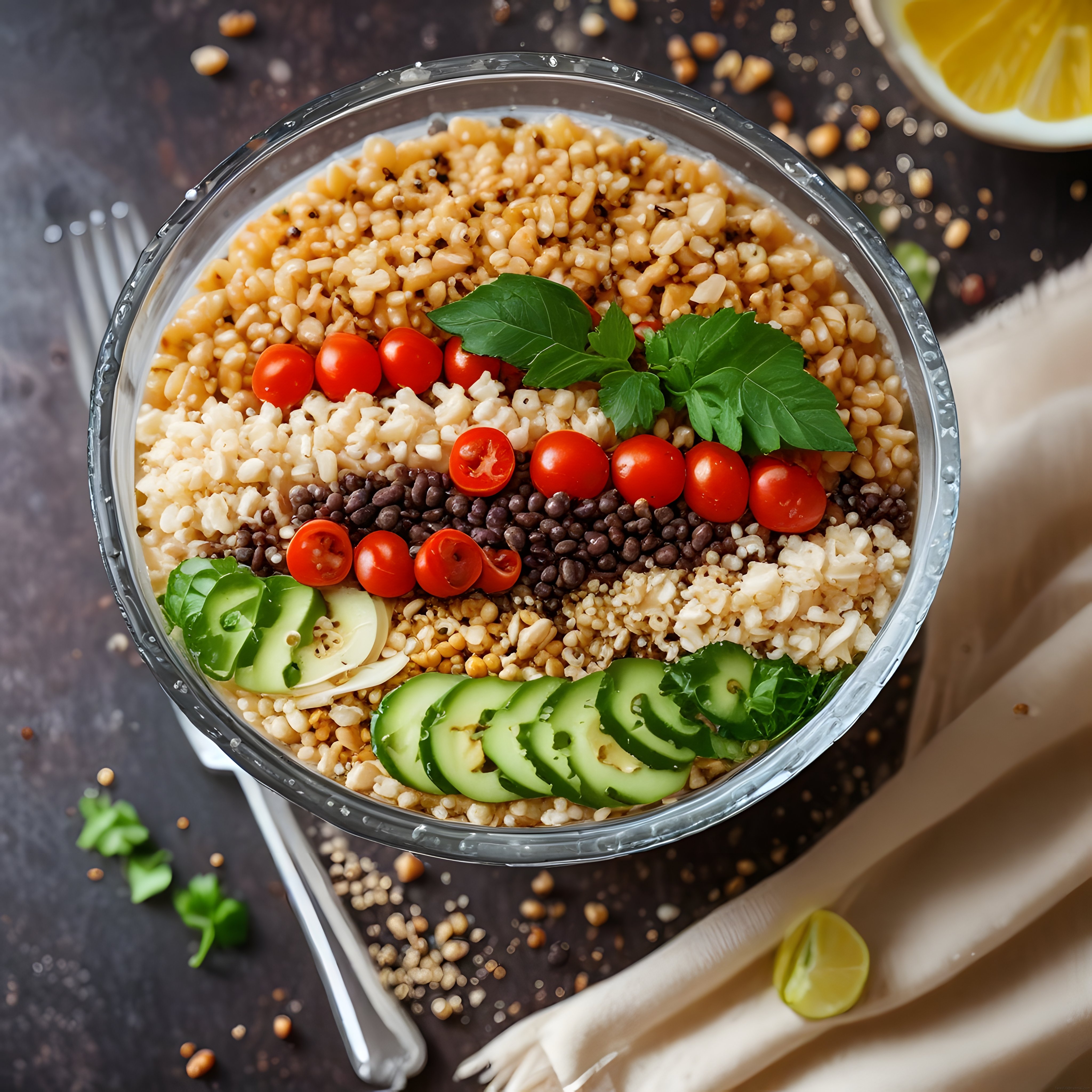 Ev Yapımı Besleyici Tahıl Kasesi: Renkli Sebzelerle Sağlıklı Buddha Bowl
