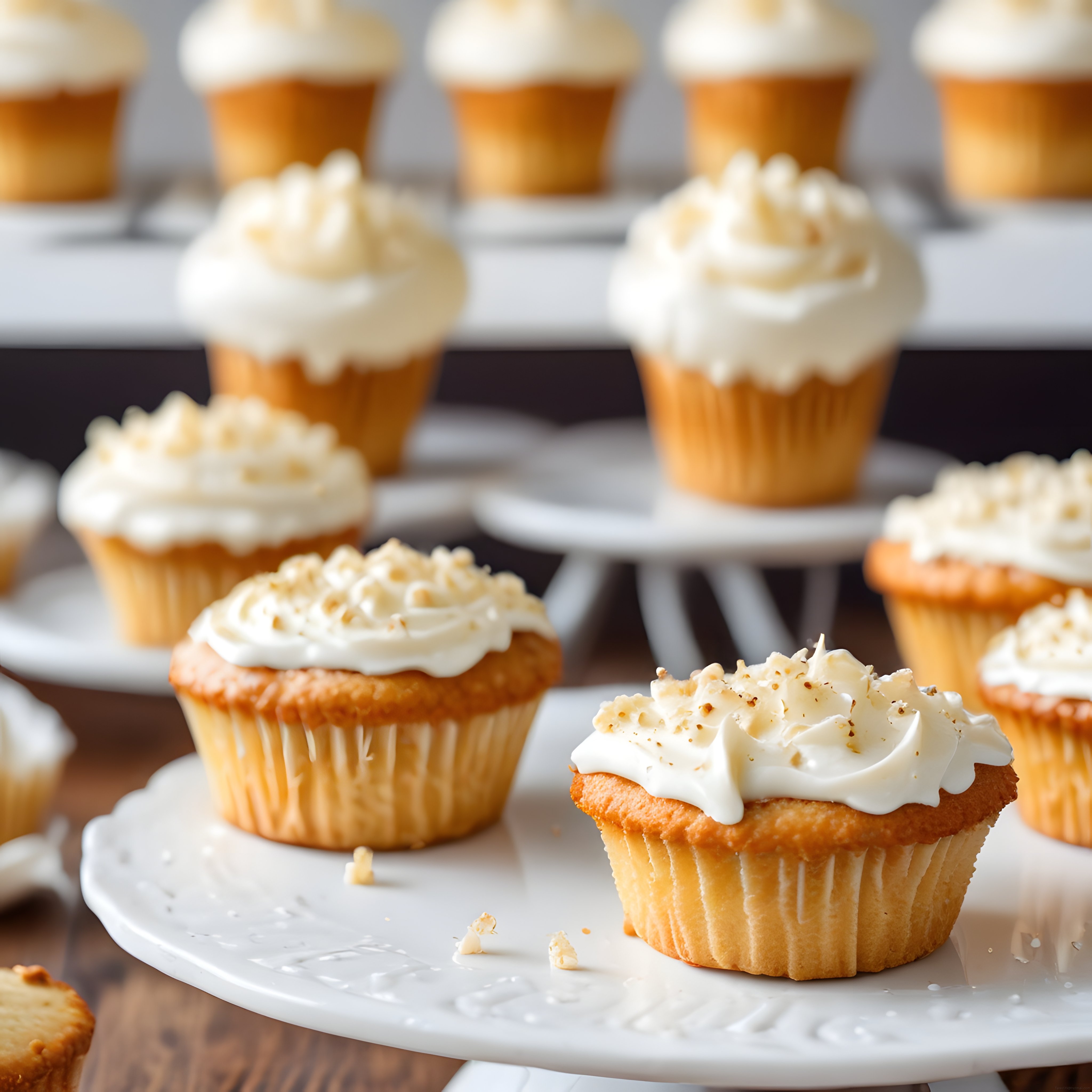 Ev Yapımı Beyaz Krema Süslemeli Cupcake'lerle Harika Tatlı Masası