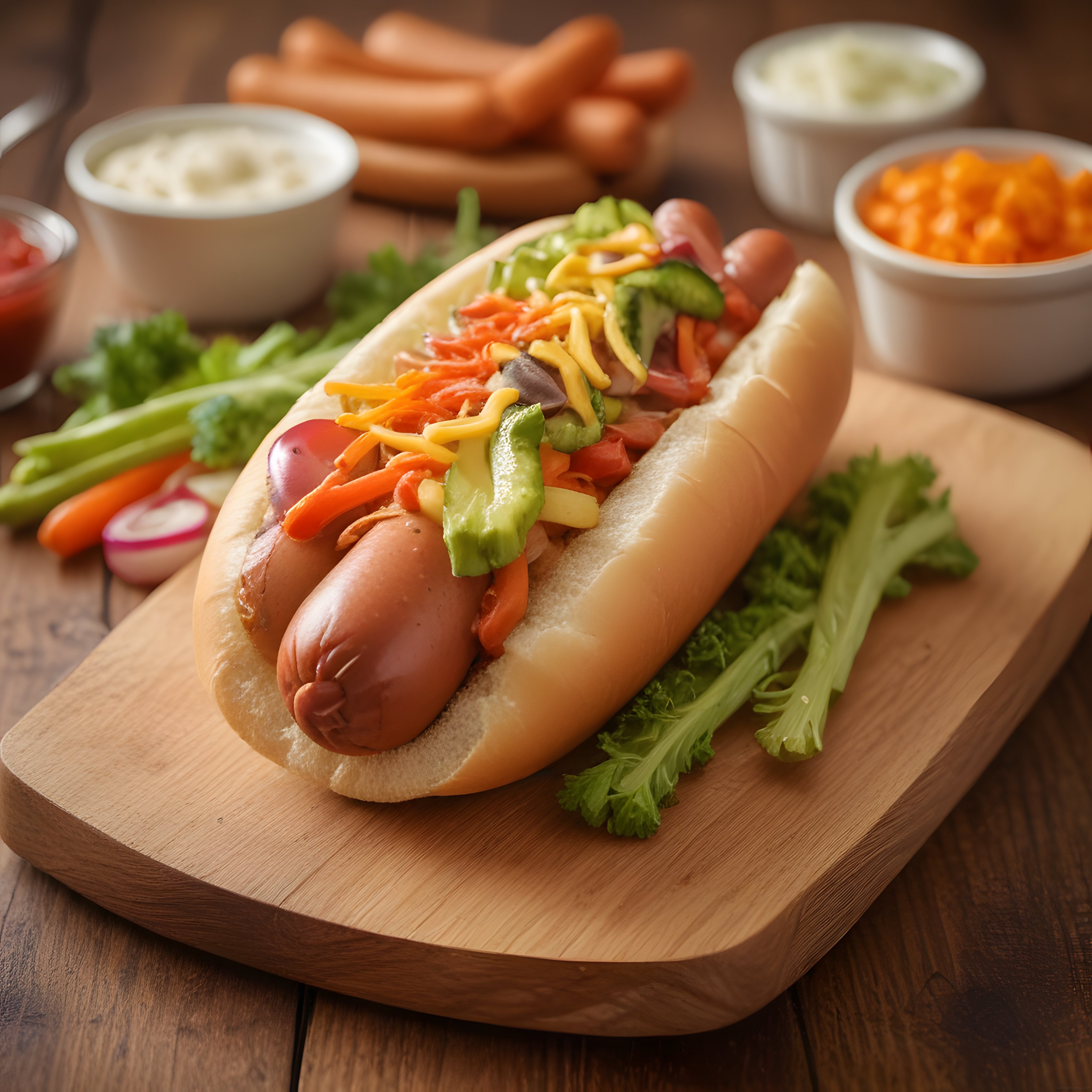 Ev Yapımı Bol Sebzeli ve Cheddar Peynirli Hot Dog: İştah Açıcı Sokak Lezzeti