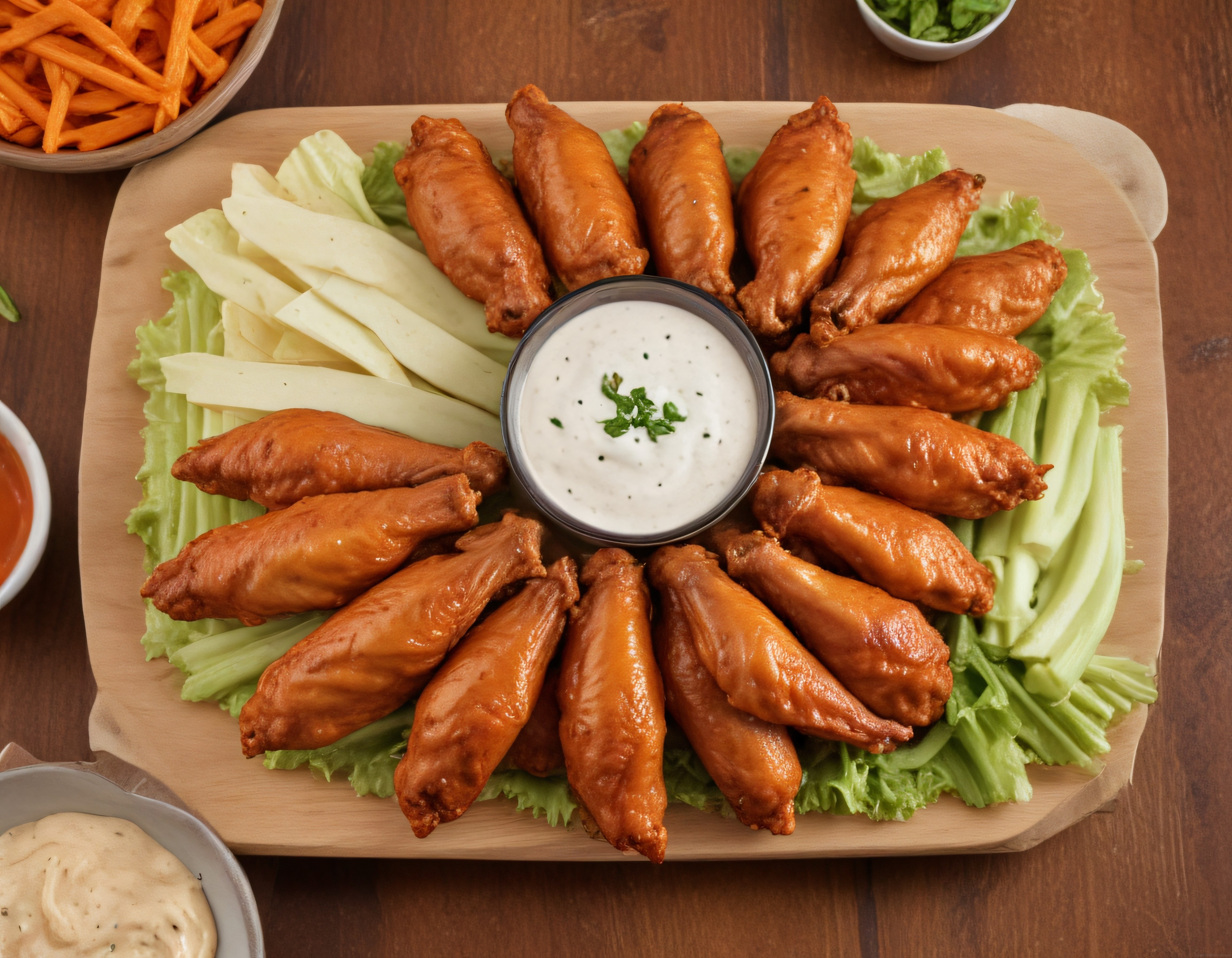Ev Yapımı Buffalo Tavuk Kanatları ve Ranch Sosu ile Efsane Sunum
