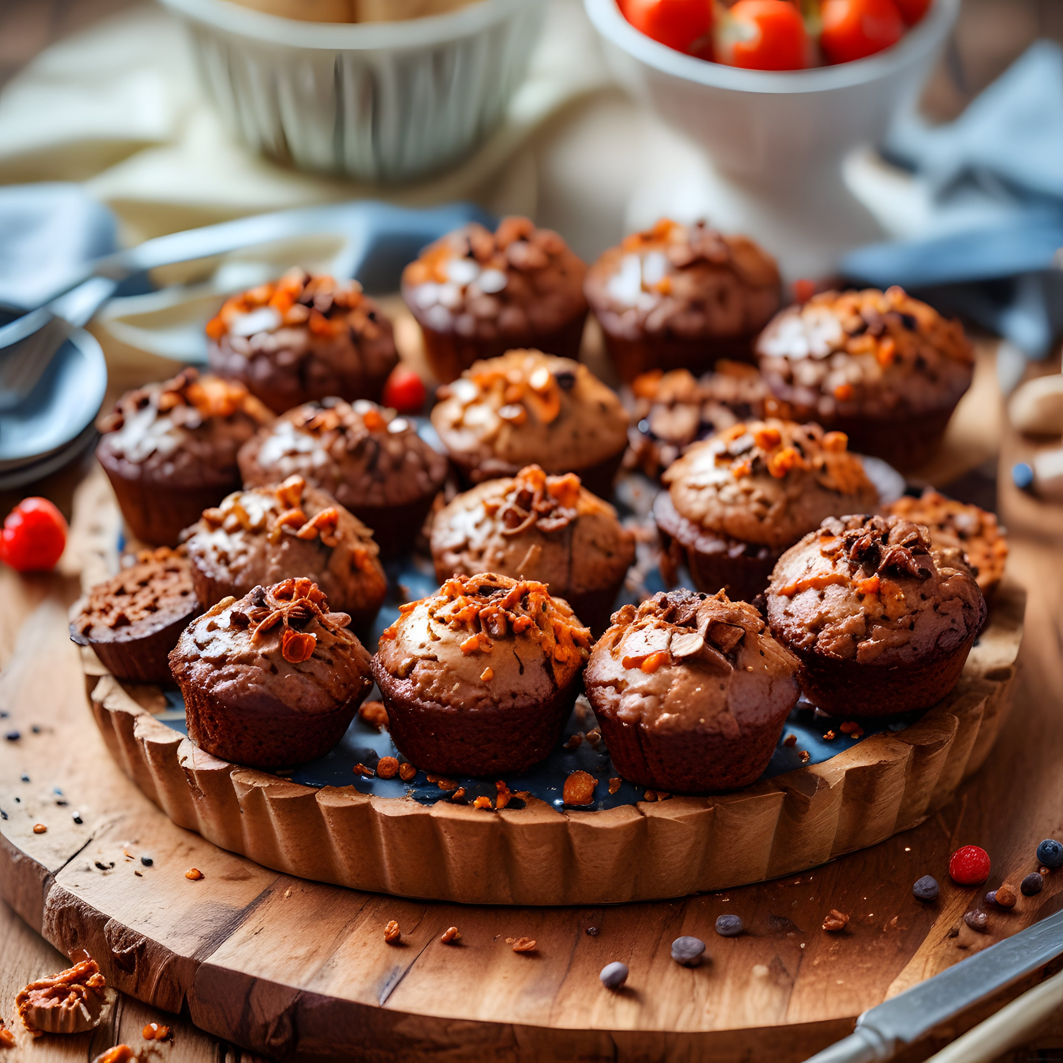 Ev Yapımı Cevizli Muffin Tarifi: Sıcak Rustik Mutfak Atmosferi