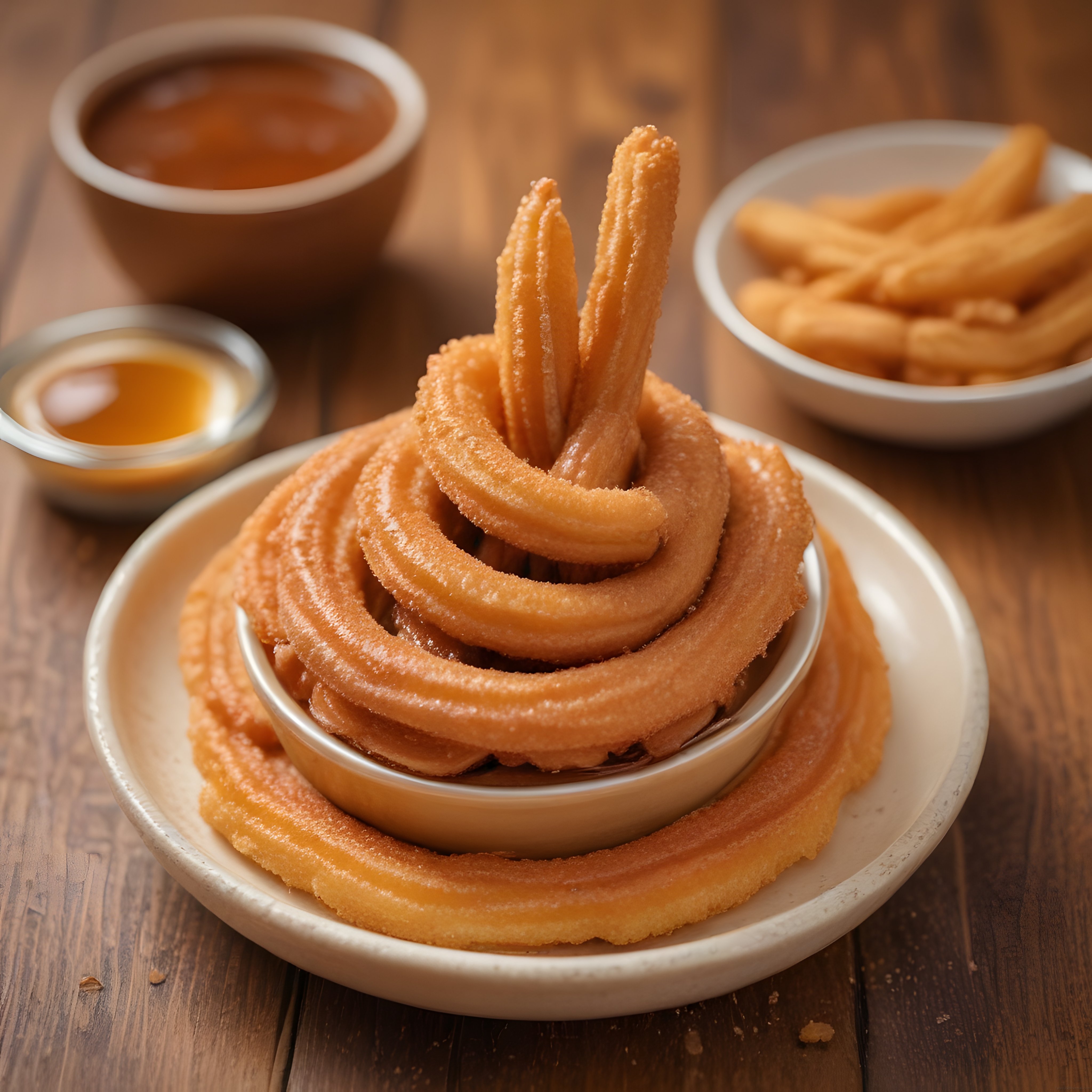 Ev Yapımı Churros Tarifi Çikolata ve Karamel Soslu Çıtır Tatlı Sunumu