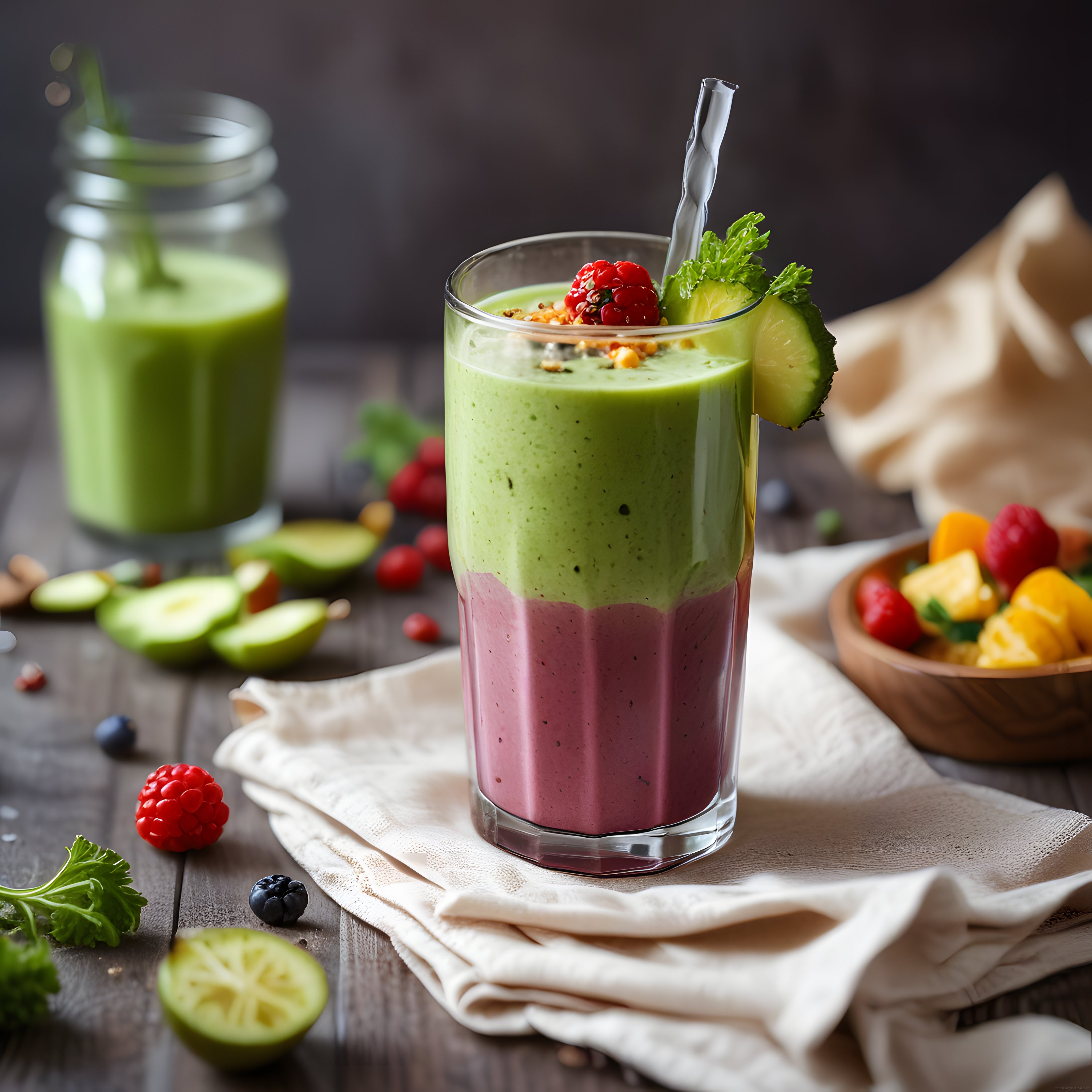 Ev Yapımı Çift Renkli Smoothie: Ahududu ve Avokado ile Doğal İçecek