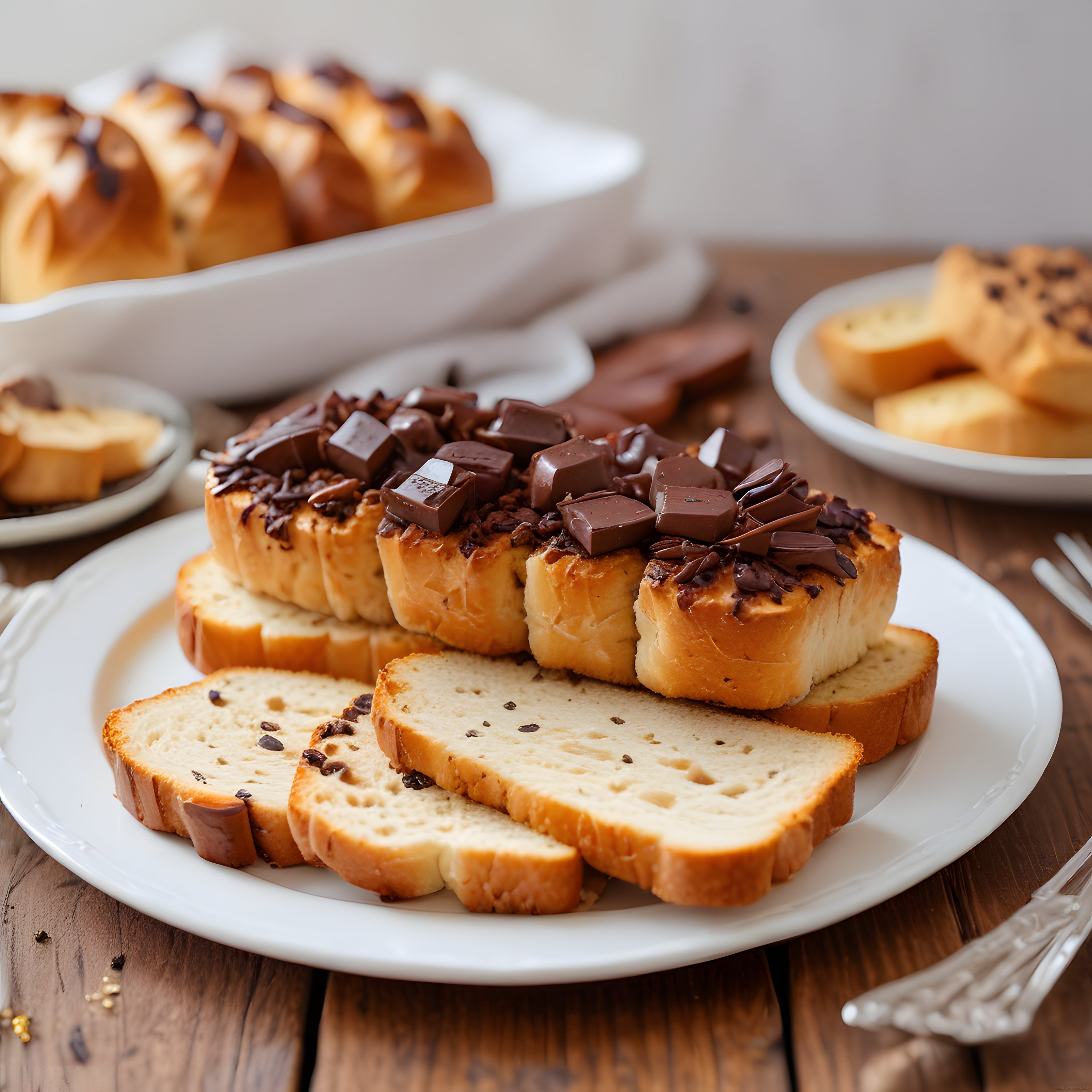 Ev Yapımı Çikolatalı Brioche Dilimleri ve Kahvaltı Sofrası Sunumu