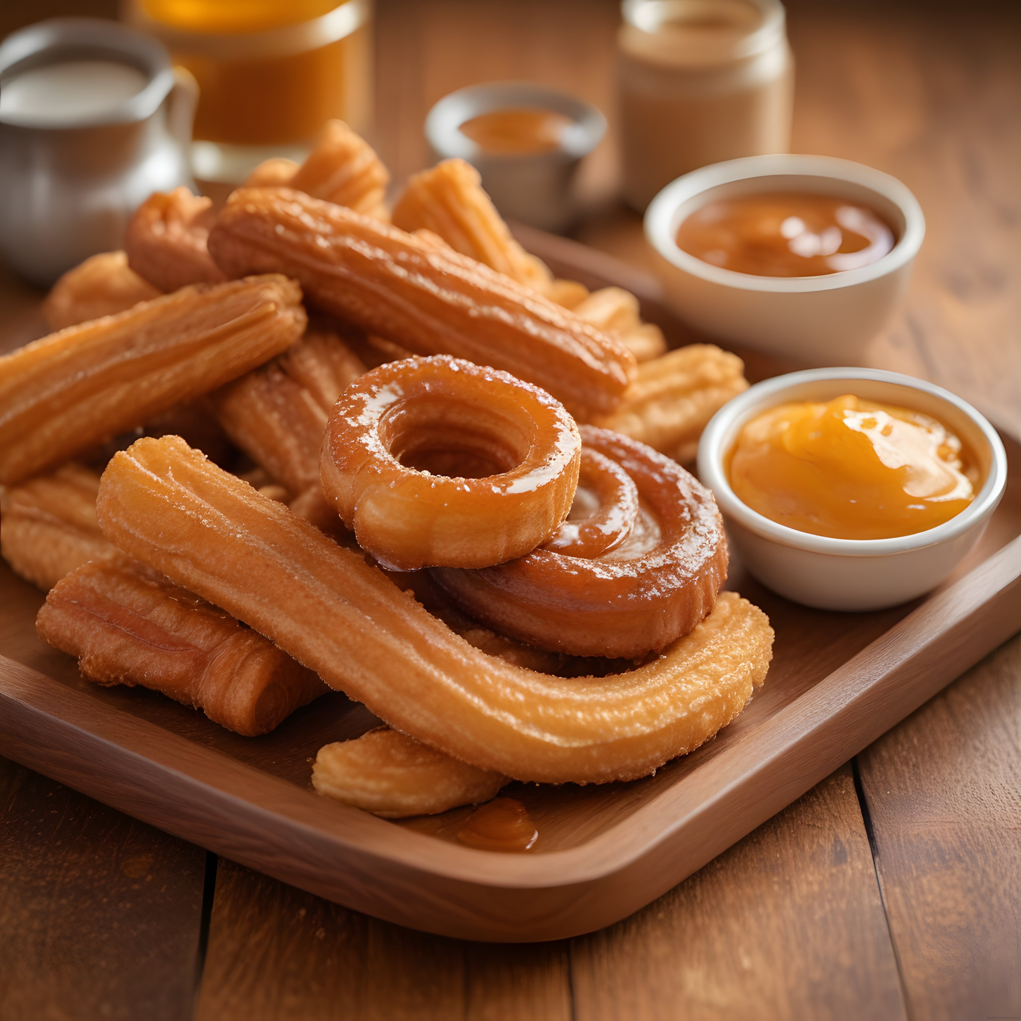 Ev Yapımı Çıtır Churros Tatlısı Sıcak Çikolata ve Karamel Sosuyla