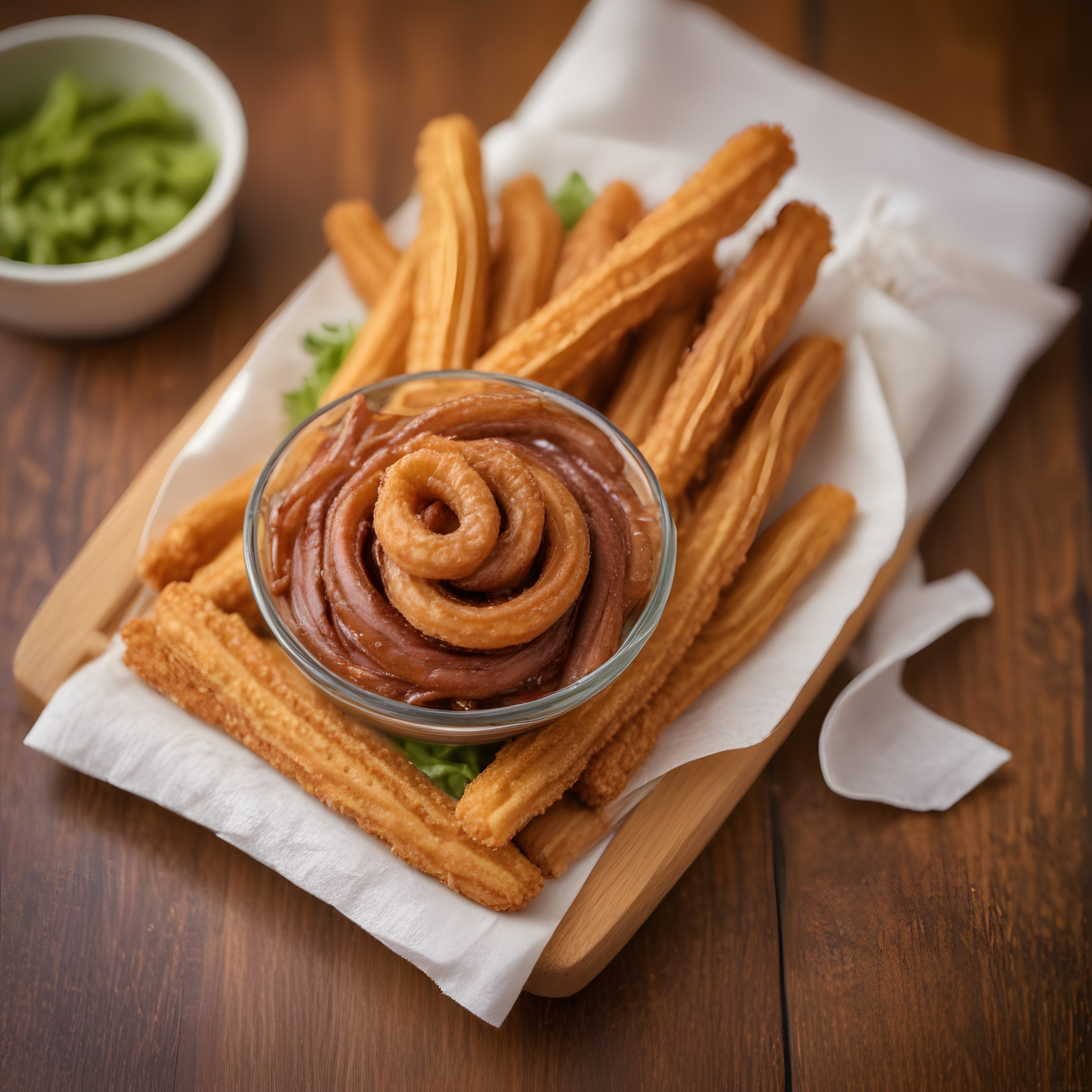 Ev yapımı çıtır churros ve çikolata sosu ile İspanyol tatlı keyfi: lezzetli sunum