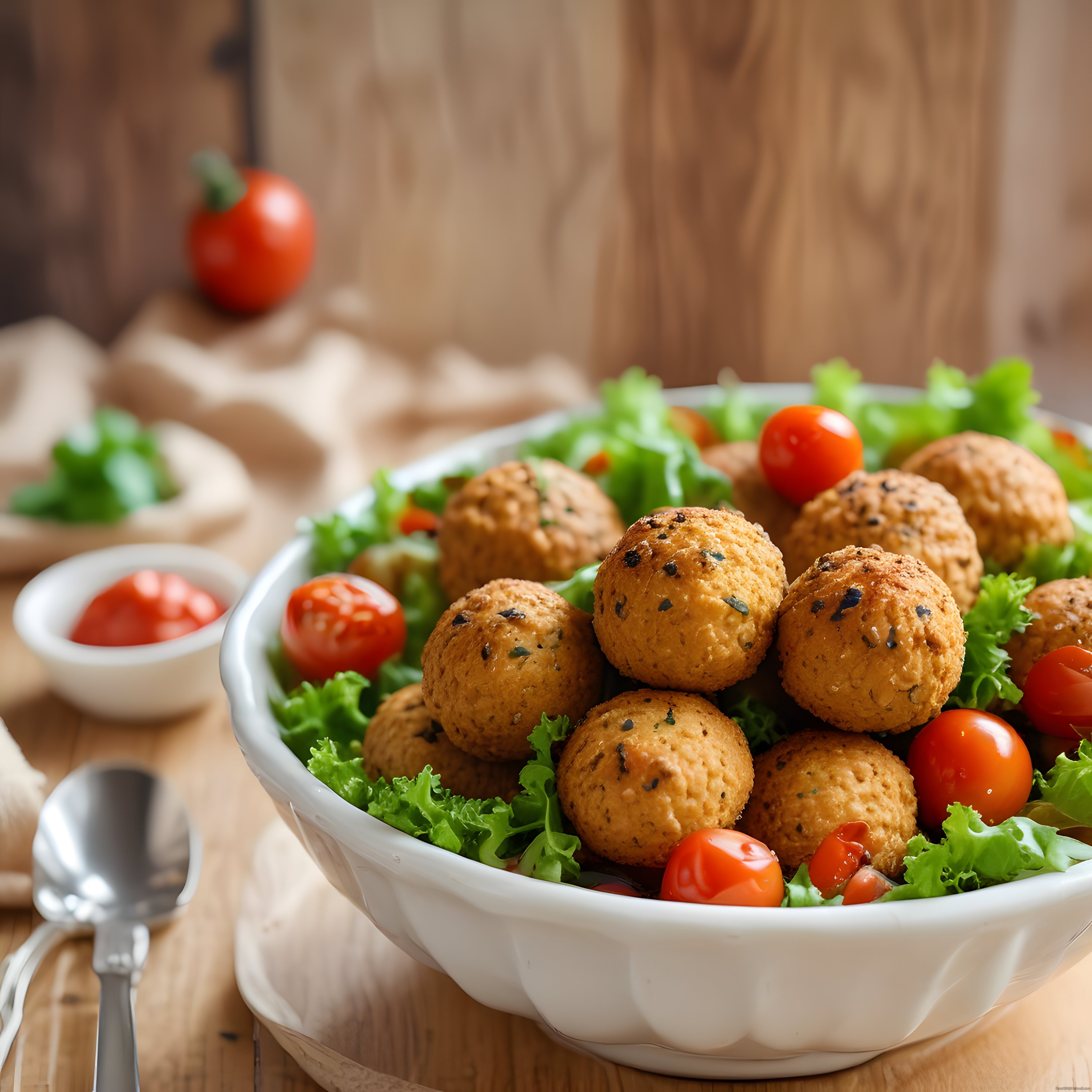 Ev Yapımı Çıtır Falafel Köfteleri ve Taze Yeşilliklerle Nefis Sunum