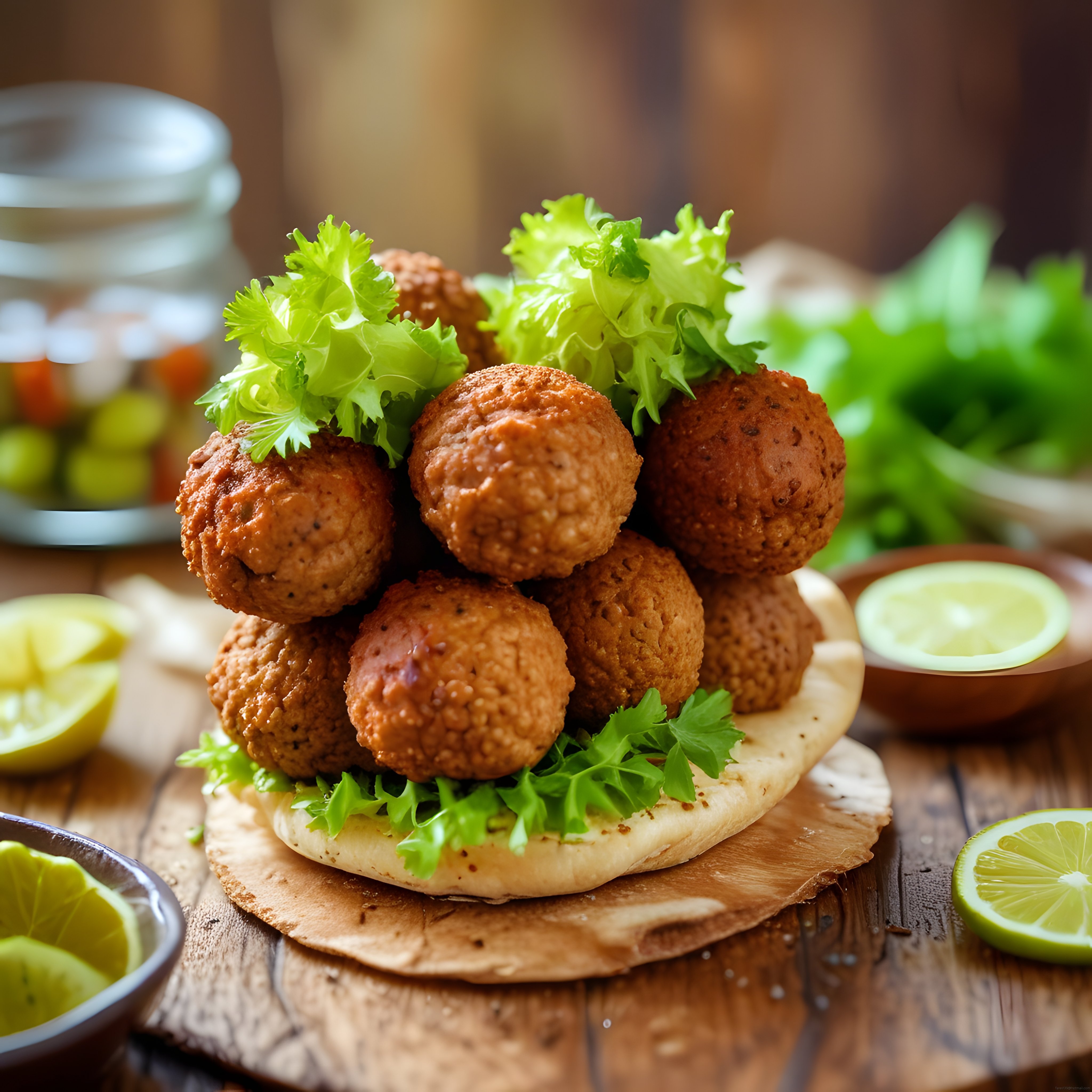Ev Yapımı Çıtır Falafel Topları ve Taze Yeşilliklerle Eşsiz Sunum