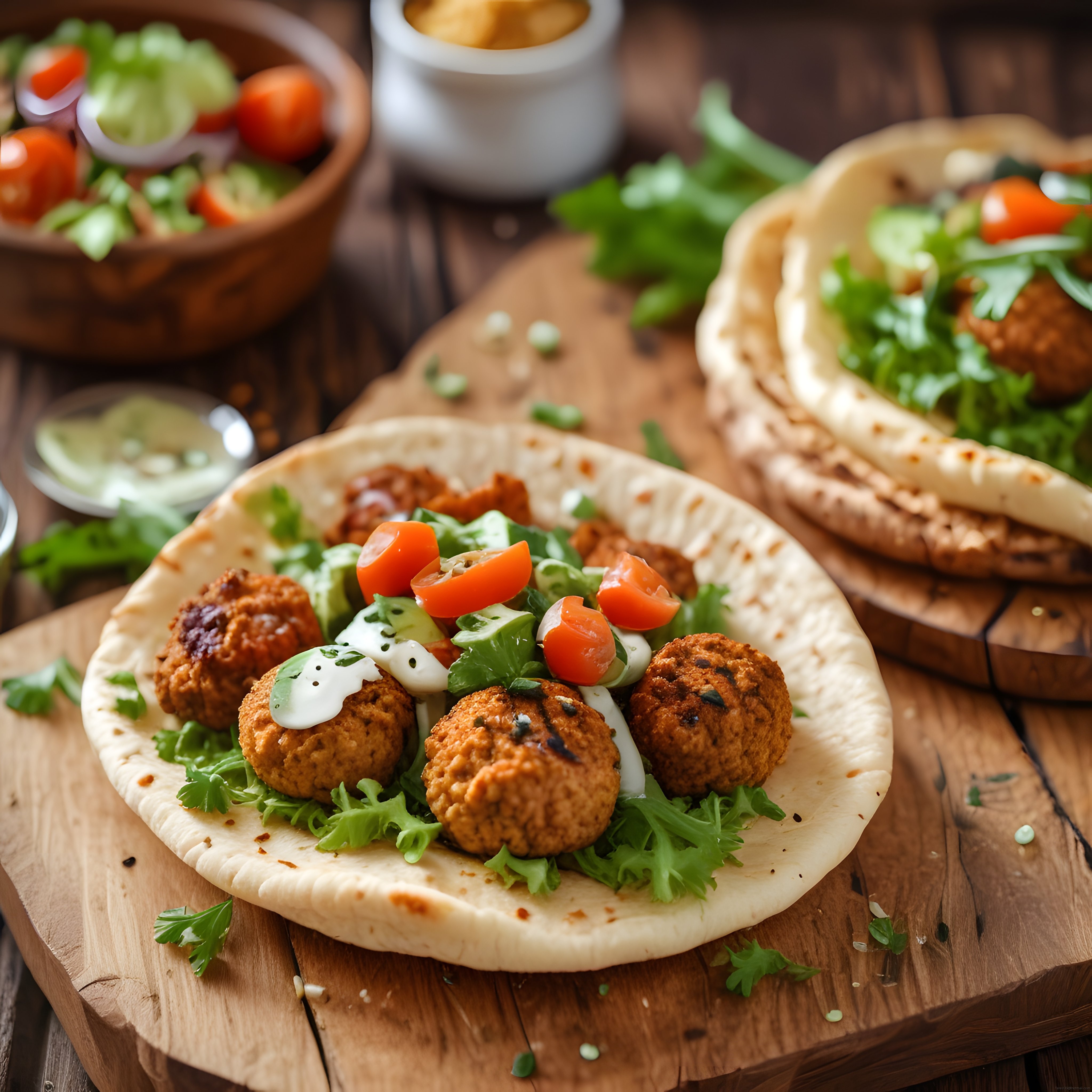 Ev Yapımı Çıtır Falafel ve Taze Sebzelerle Lavaş Arası Tarifi