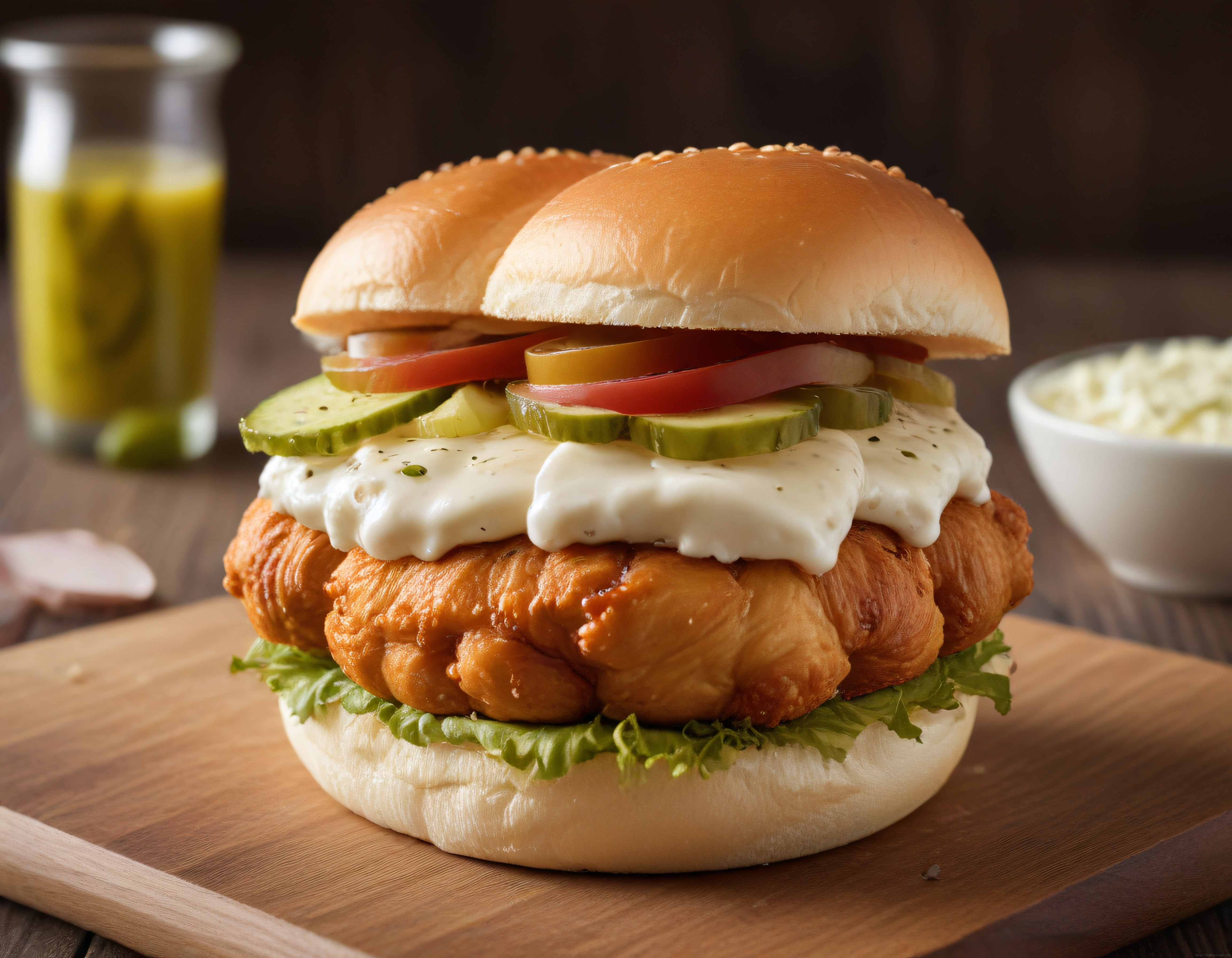 Ev Yapımı Çıtır Tavuk Burger: Kremalı Sos ve Taze Sebzelerle Mükemmel Sunum