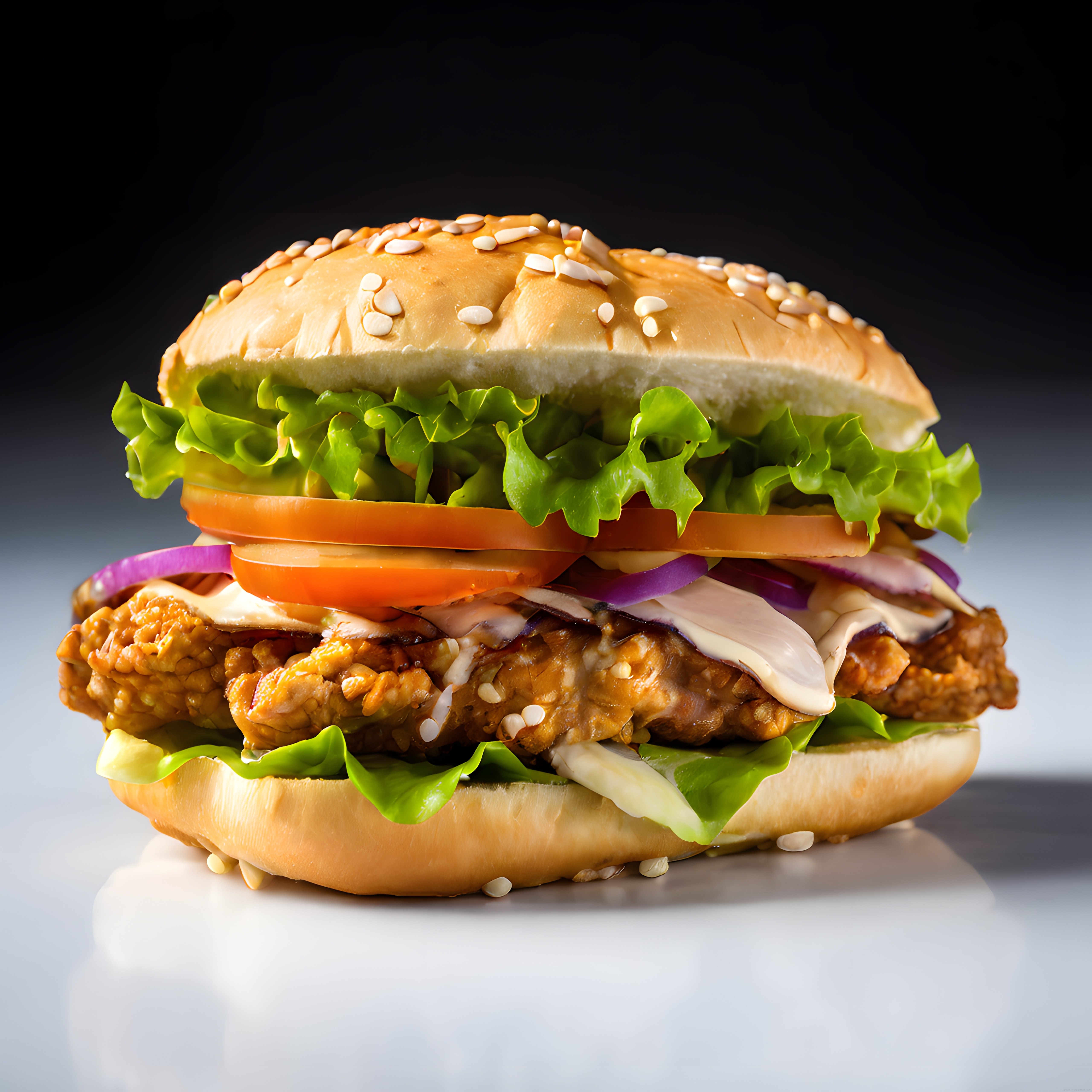 Ev Yapımı Çıtır Tavuk Burger: Susamlı Ekmek ve Taze Sebzelerle Mükemmel Lezzet