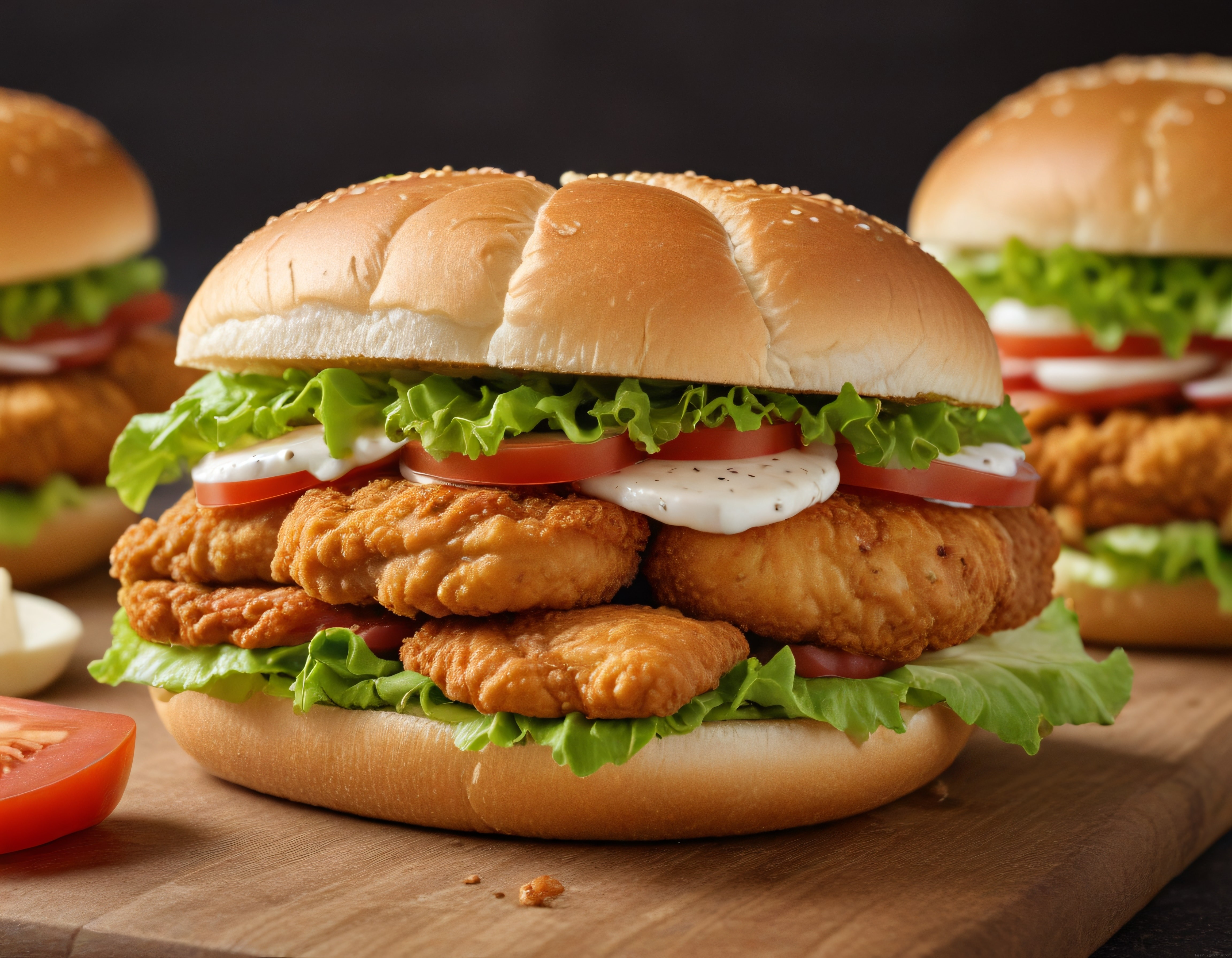 Ev Yapımı Çıtır Tavuk Burger: Susamlı Ekmek ve Taze Sebzelerle Sunum