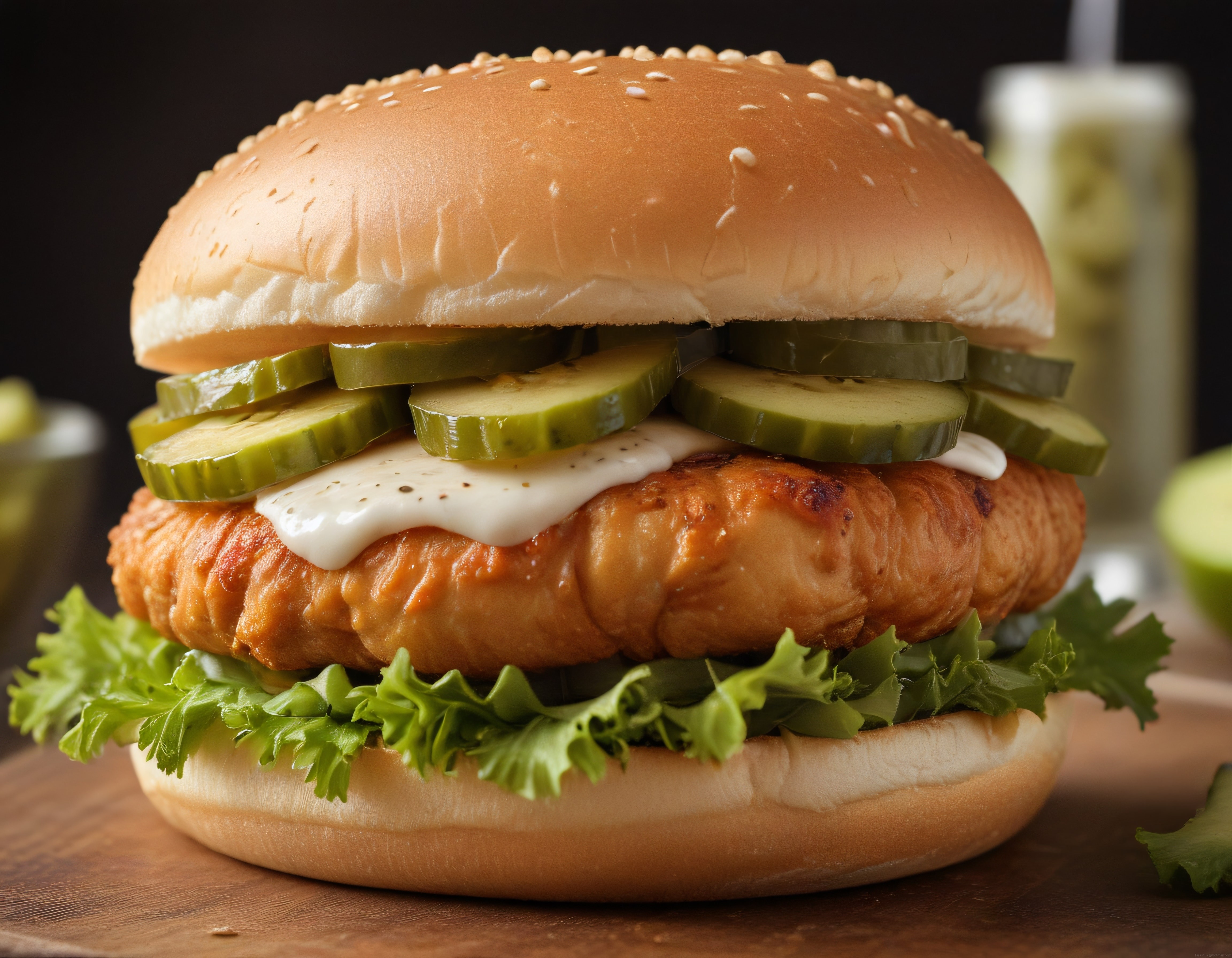 Ev Yapımı Çıtır Tavuk Burger ve Yaprak Salata ile Göz Alıcı Sunum