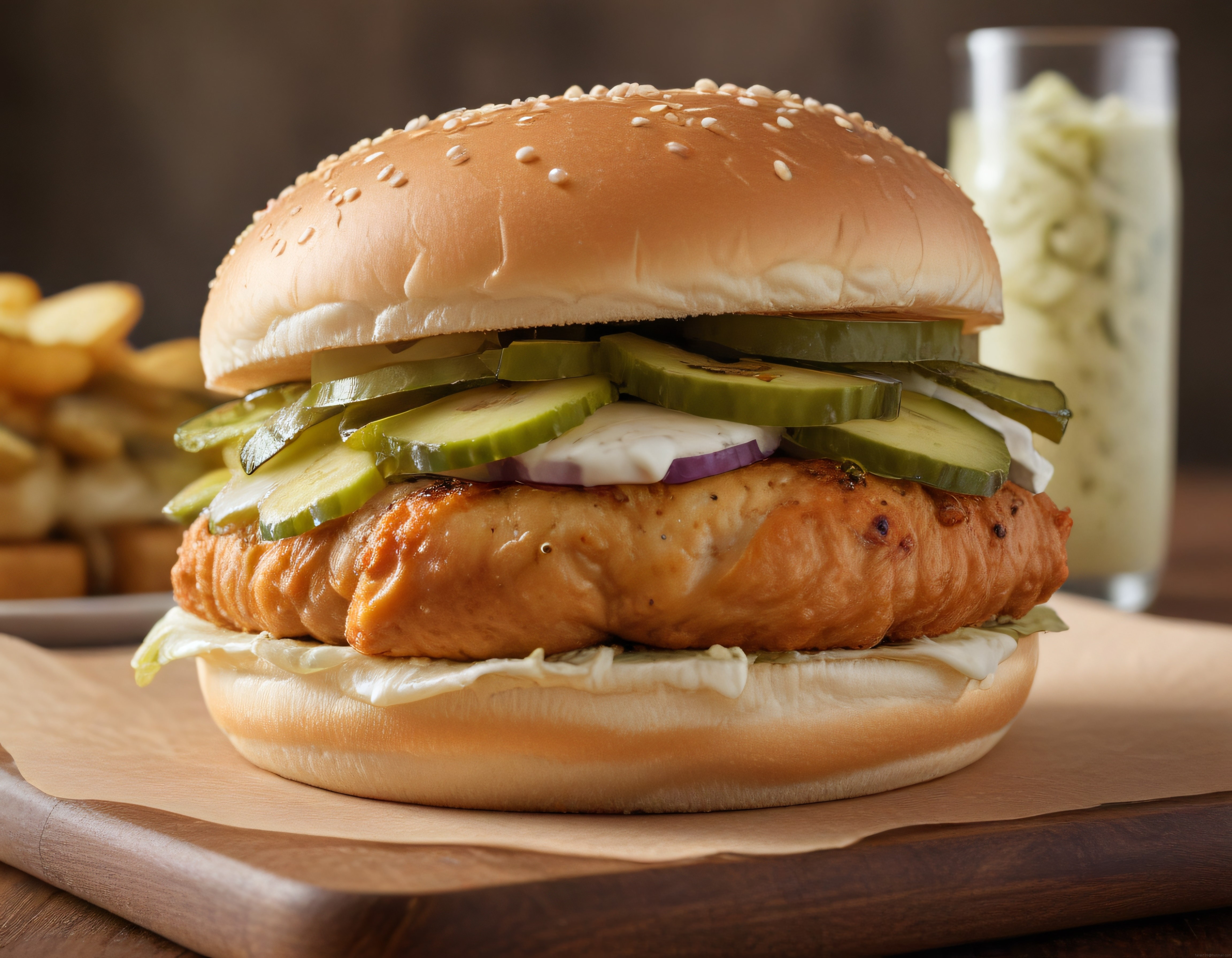 Ev Yapımı Çıtır Tavuklu Burger: Turşu ve Özel Sos ile Mükemmel Lezzet