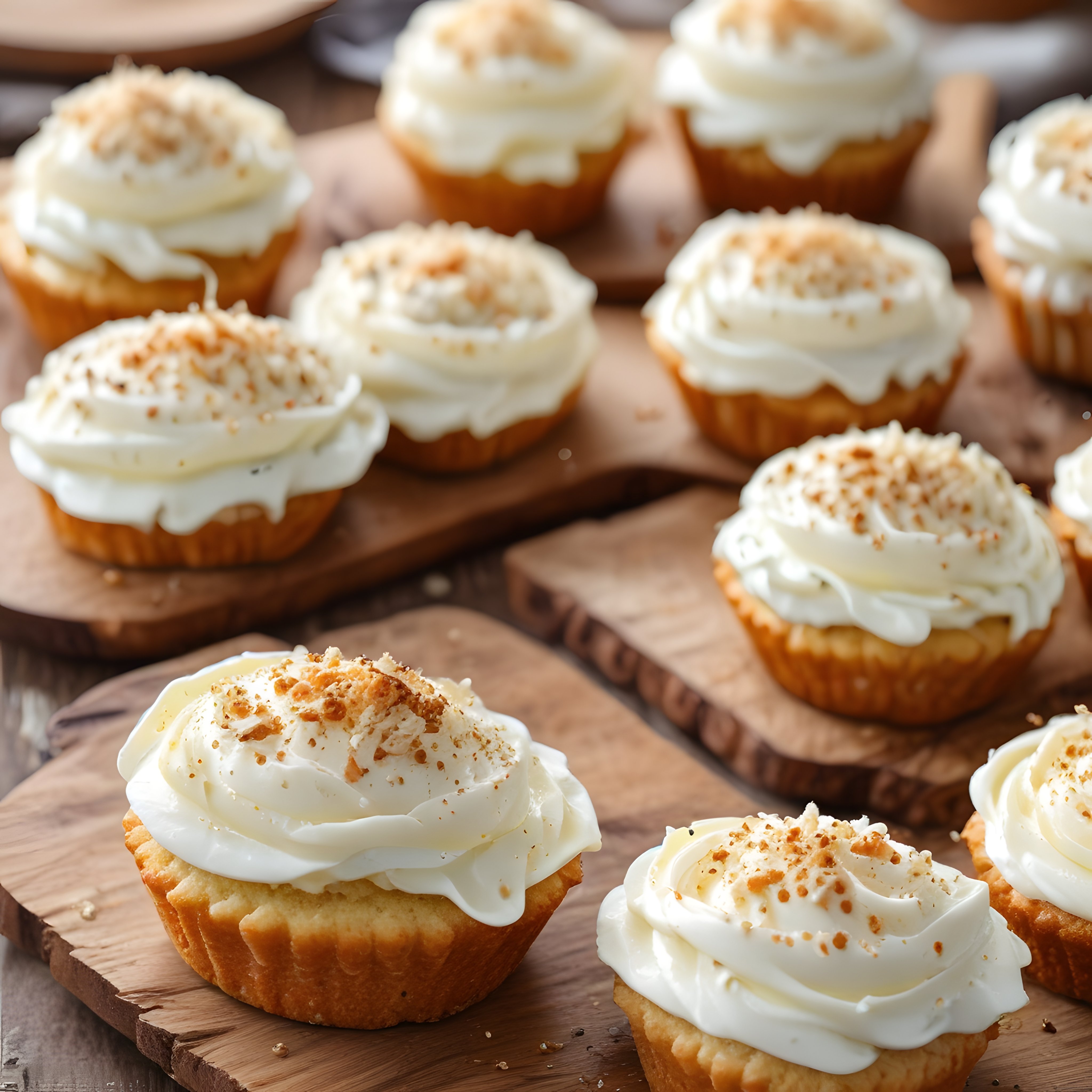 Ev Yapımı Cupcake'ler: Kremalı ve Fındık Kırıntılı Tatlı Sunum