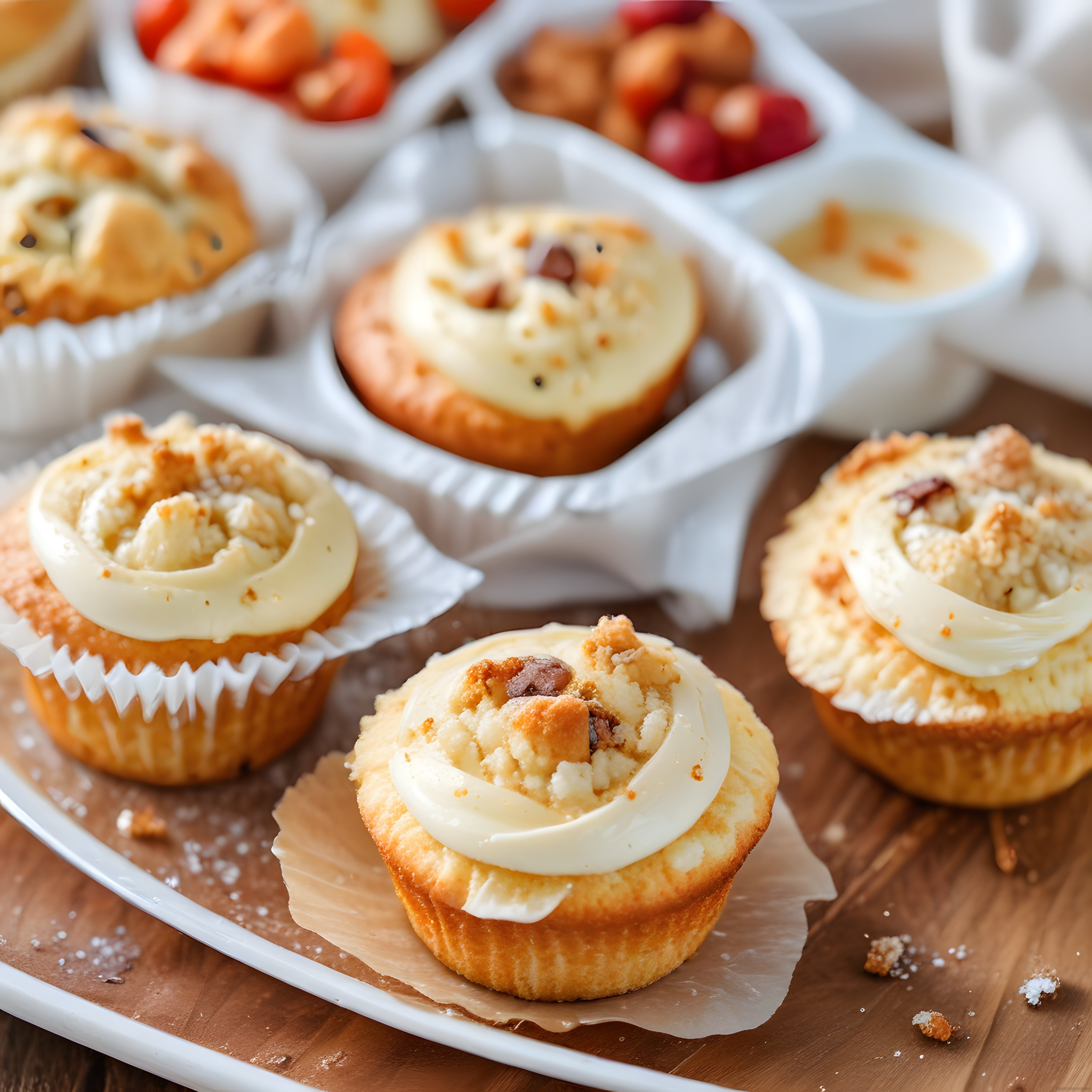 Ev Yapımı Cupcakeler: Fındık Parçacıklı Krema Süslü Tatlı Muffinler