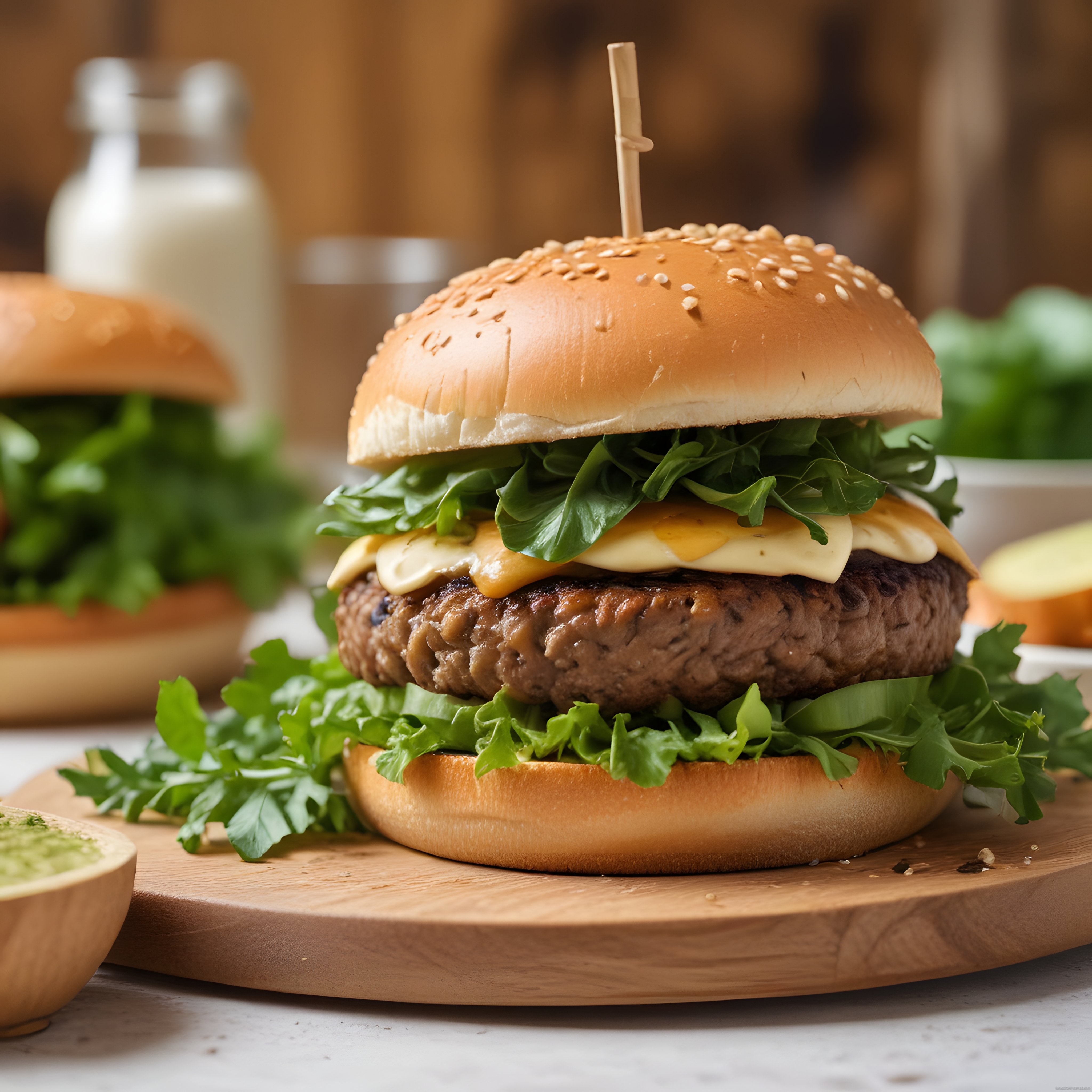Ev Yapımı Dana Köfteli Hamburger: Erimiş Peynir ve Taze Yeşilliklerle