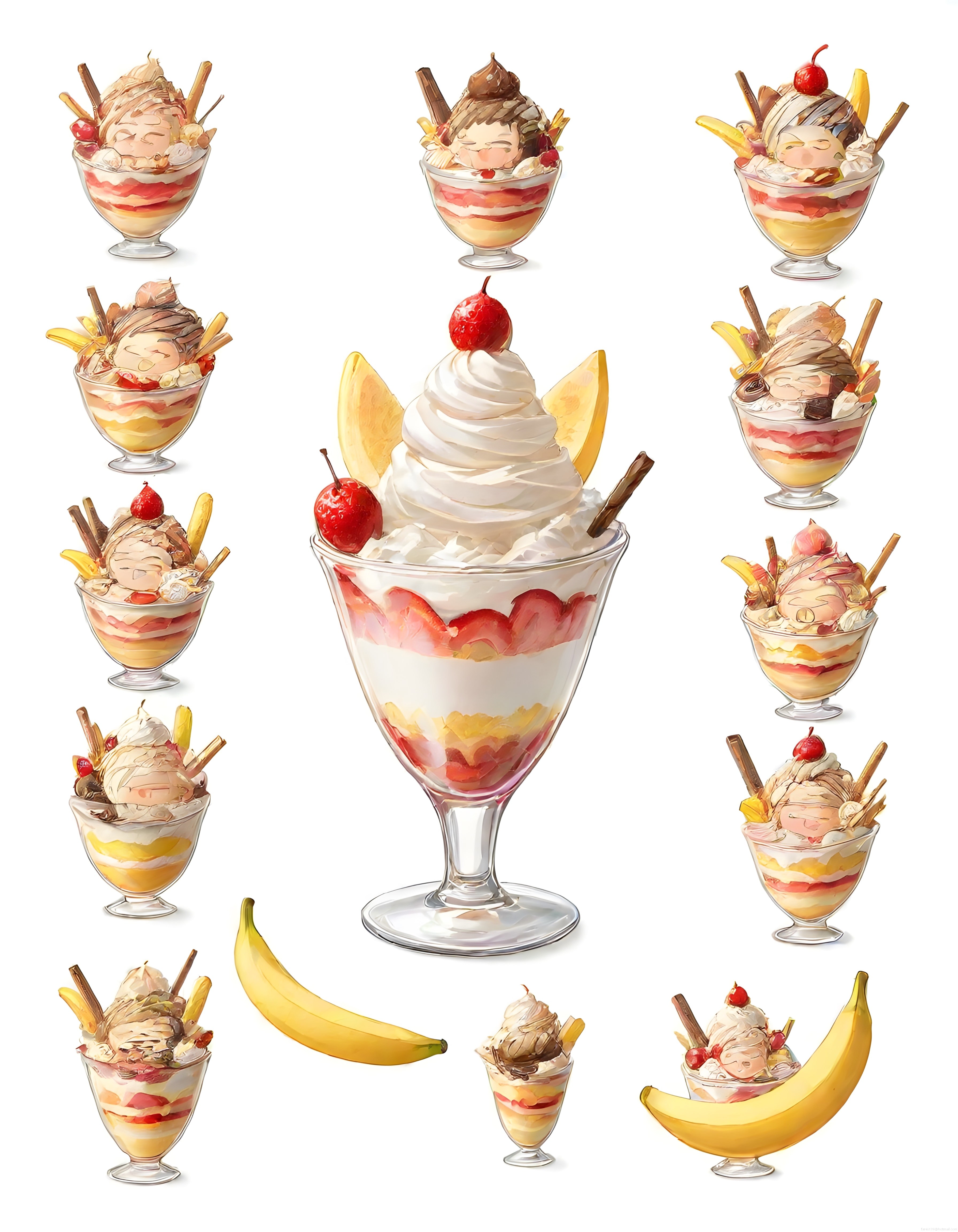Ev Yapımı Dondurma Sundae ve Muzlu Parfe Tarifleri için Renkli Tatlı İlhamları