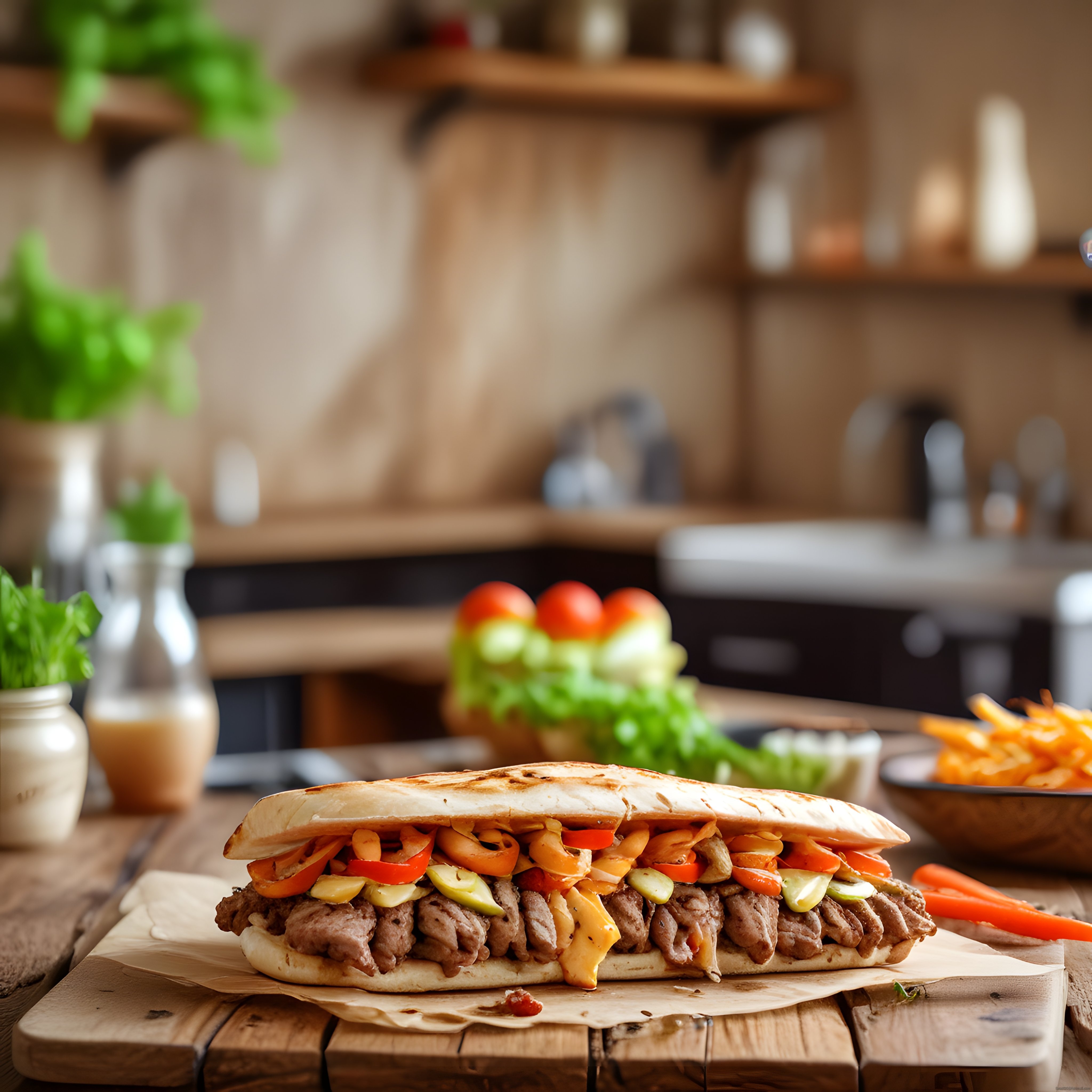 Ev Yapımı Etli Sebzeli Nefis Sandviç ve Patates Kızartması