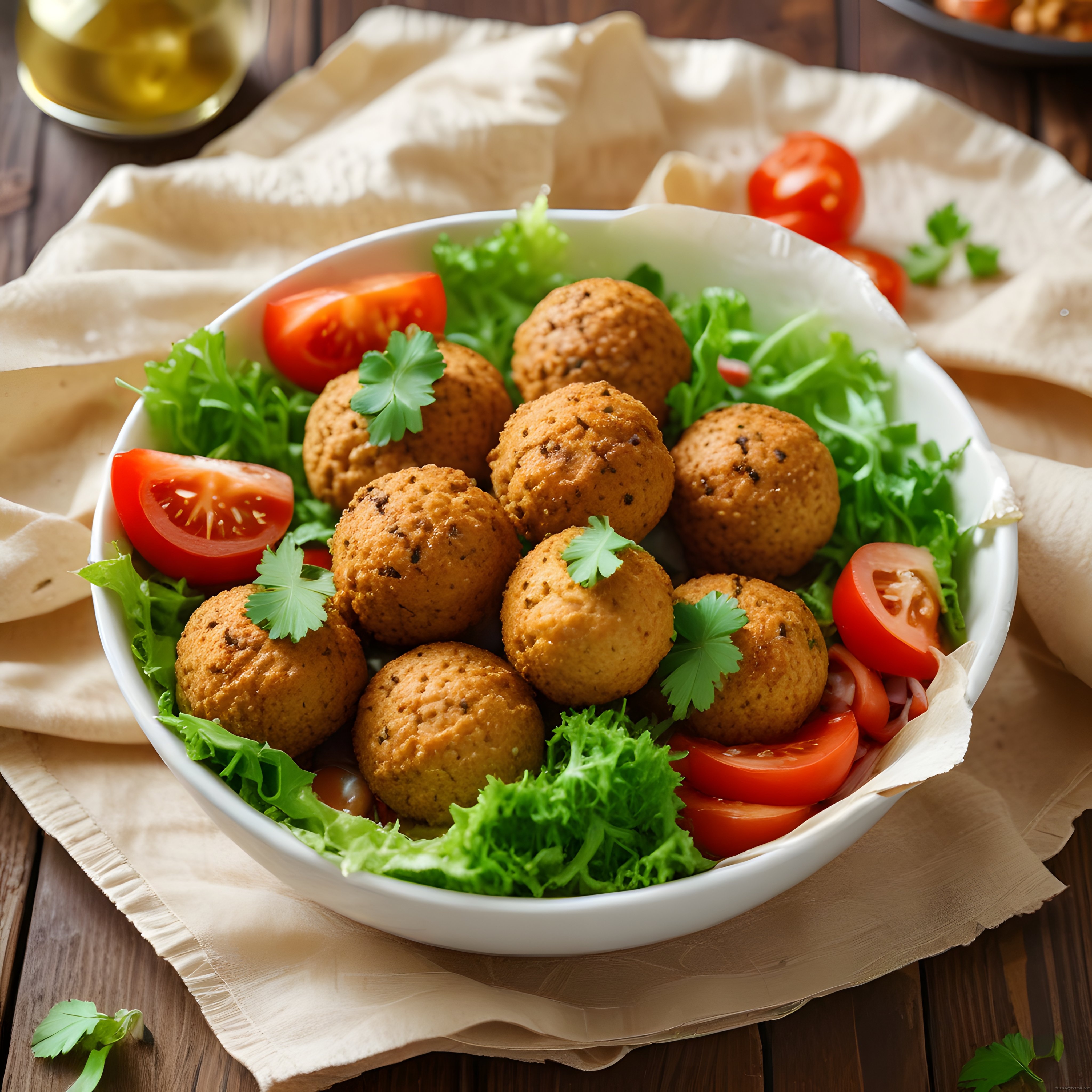 Ev Yapımı Falafel: Çıtır Nohut Köftesi ve Taze Salata ile Sunum