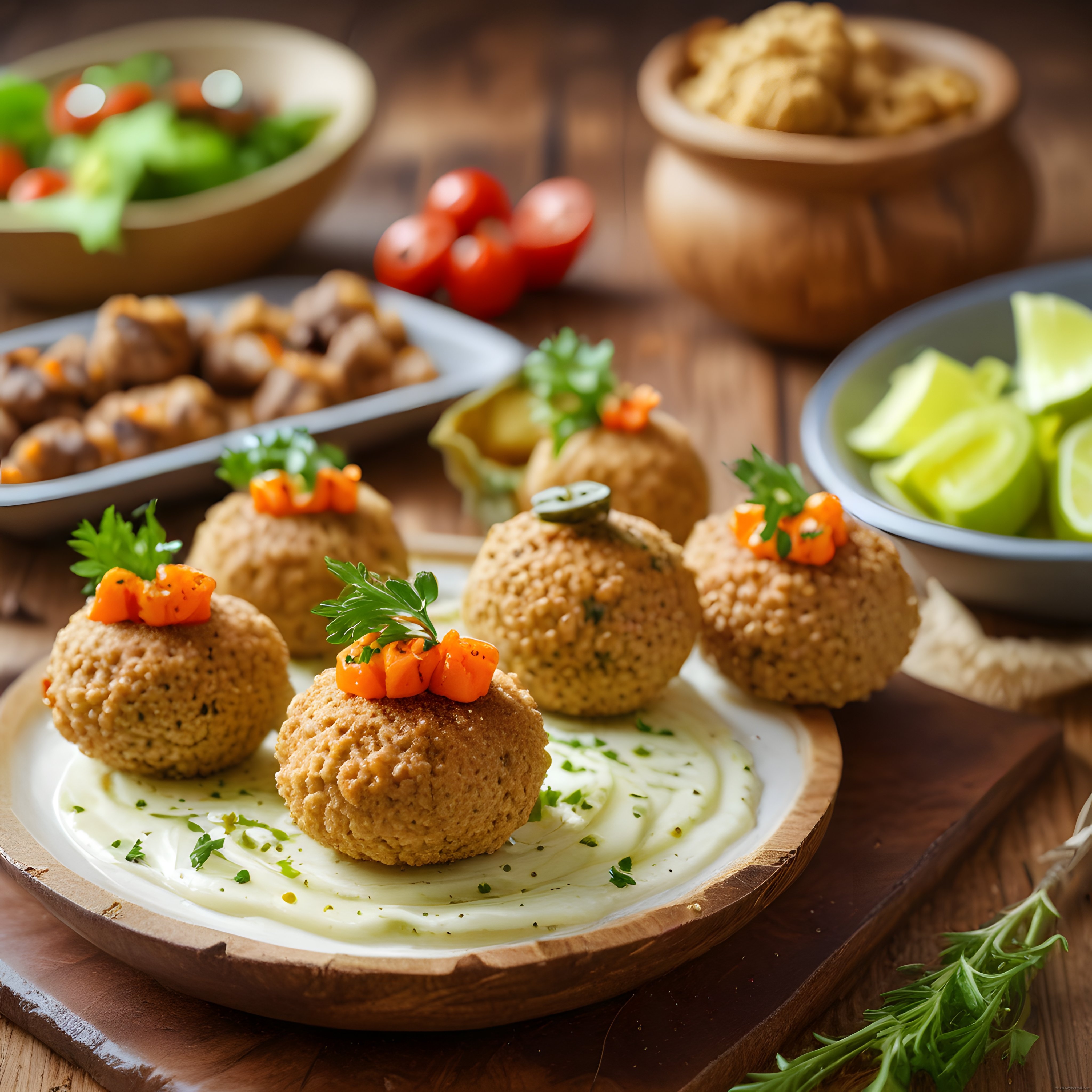 Ev Yapımı Falafel Köfteleri: Taze Garnitürlerle Sunulan Otantik Tat