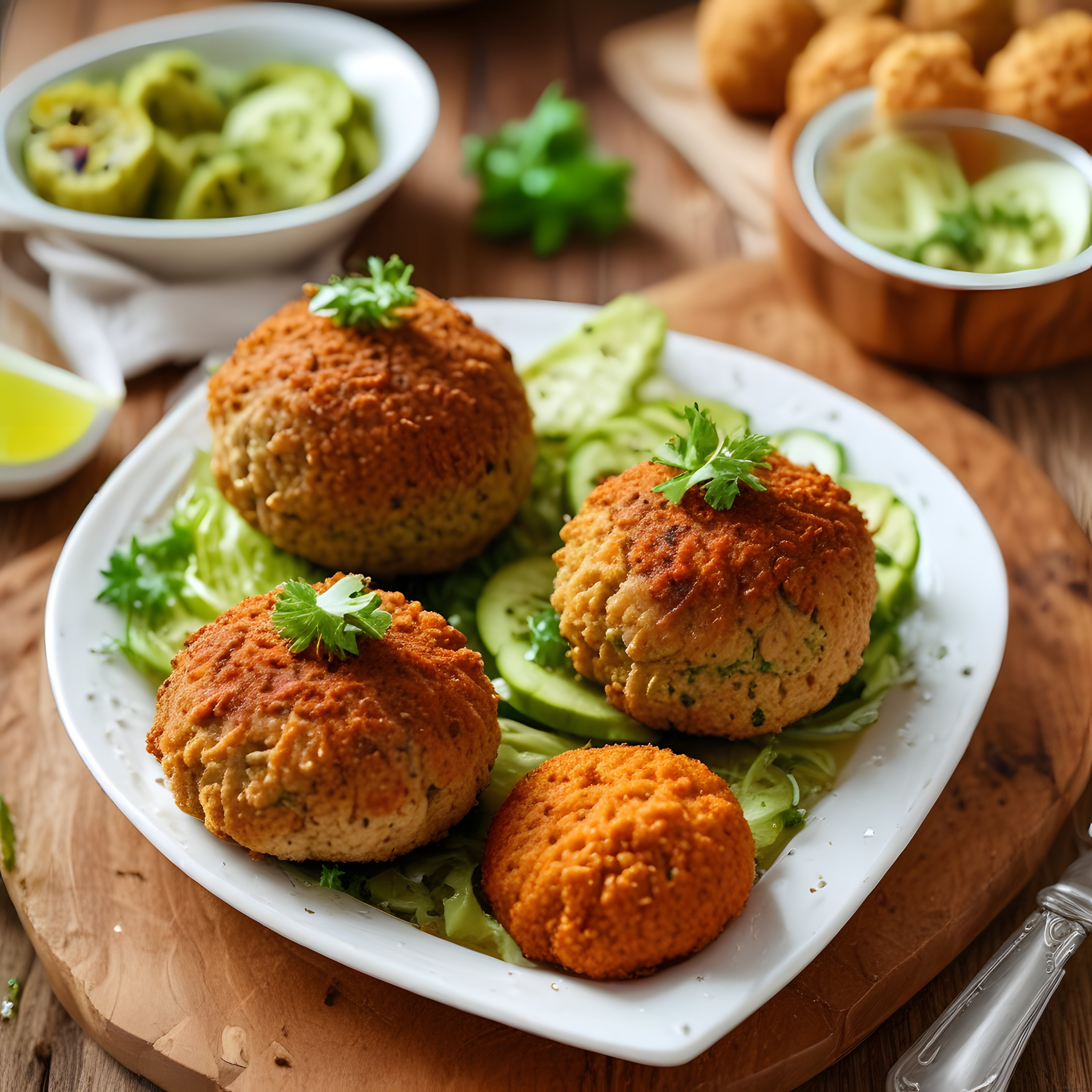 Ev Yapımı Falafel Köftesi: Çıtır Nohut Topları ve Taze Yeşilliklerle Sunum